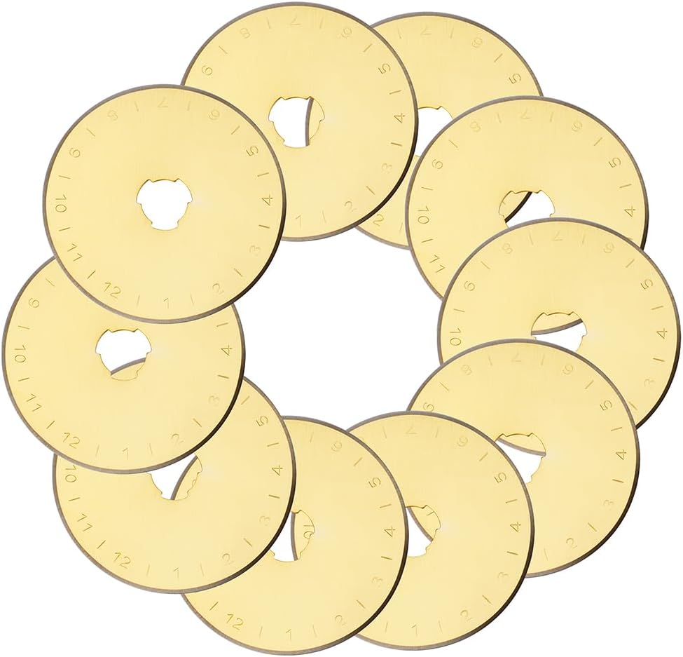 Yakamoz Titanium Coated 45Mm Rotary Cutter Blades, 10 Pack Replacement Rotary Blades for Quilting Scrapbooking Fabric Sewing, Leather, Paper Cutting & Arts Crafts image number 2