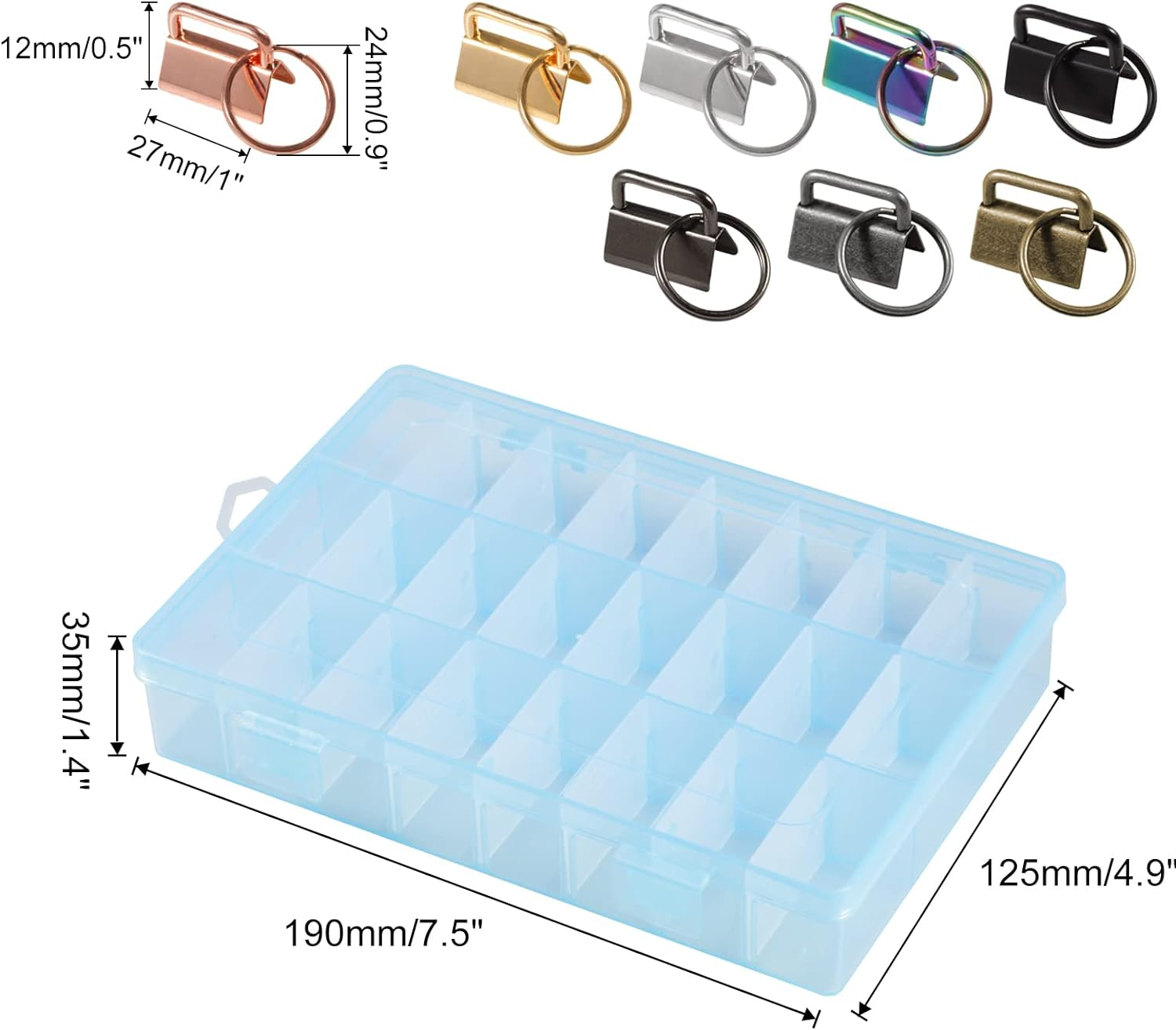 Key Fob Hardware Set 8 Colors Keychain Fob Hardware Kit for Wristlet Keychain, Key Lanyard and Key Chain Making