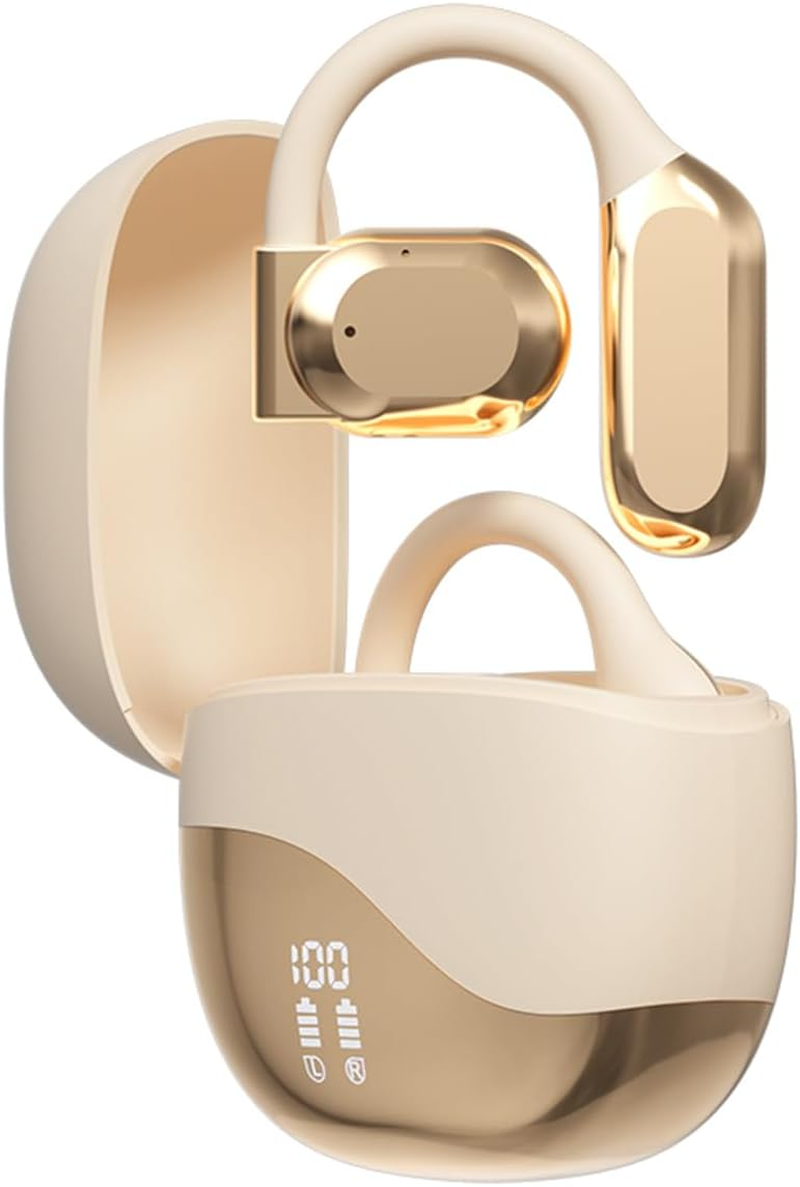 Oimzzr M62 Wirel Headset Ligent Digital Display Call Noise Cancellation Surround Stereo Sound Fingerprint Control OWS On-Ear Sports Headset Suitable for Travelling Busin and Study image number 4