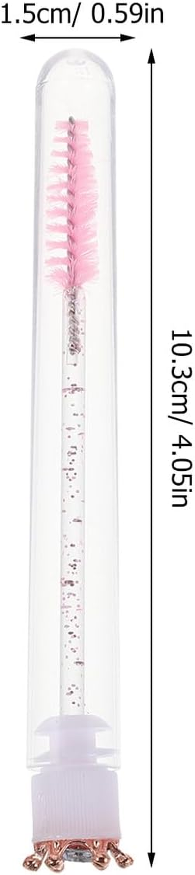 CONGARTENO 10Pcs Pink Crown Eyelash Brushes with Crystal Handle and Tube, Disposable Glitter Makeup Spoolies, Lash Wands Suitable for Travel and Personal Beauty Tools