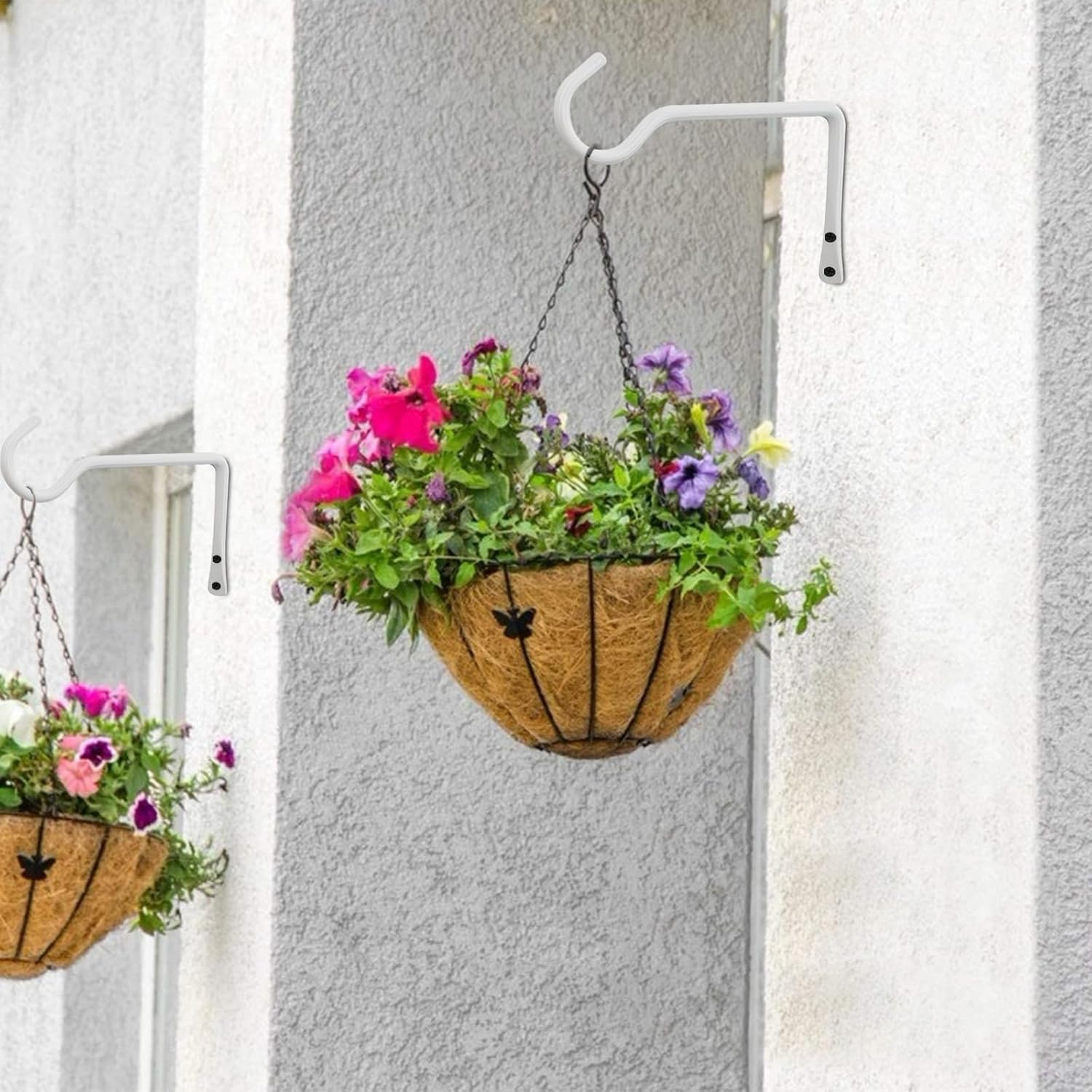 Mrmrkura 2 Pack 6 Inch Hanging Plant Bracket, Metal Plant Hangers, Wall Mount Planter Hooks for Bird Feeder Hanger/Lanterns/Wind Chimes (White) image number 2