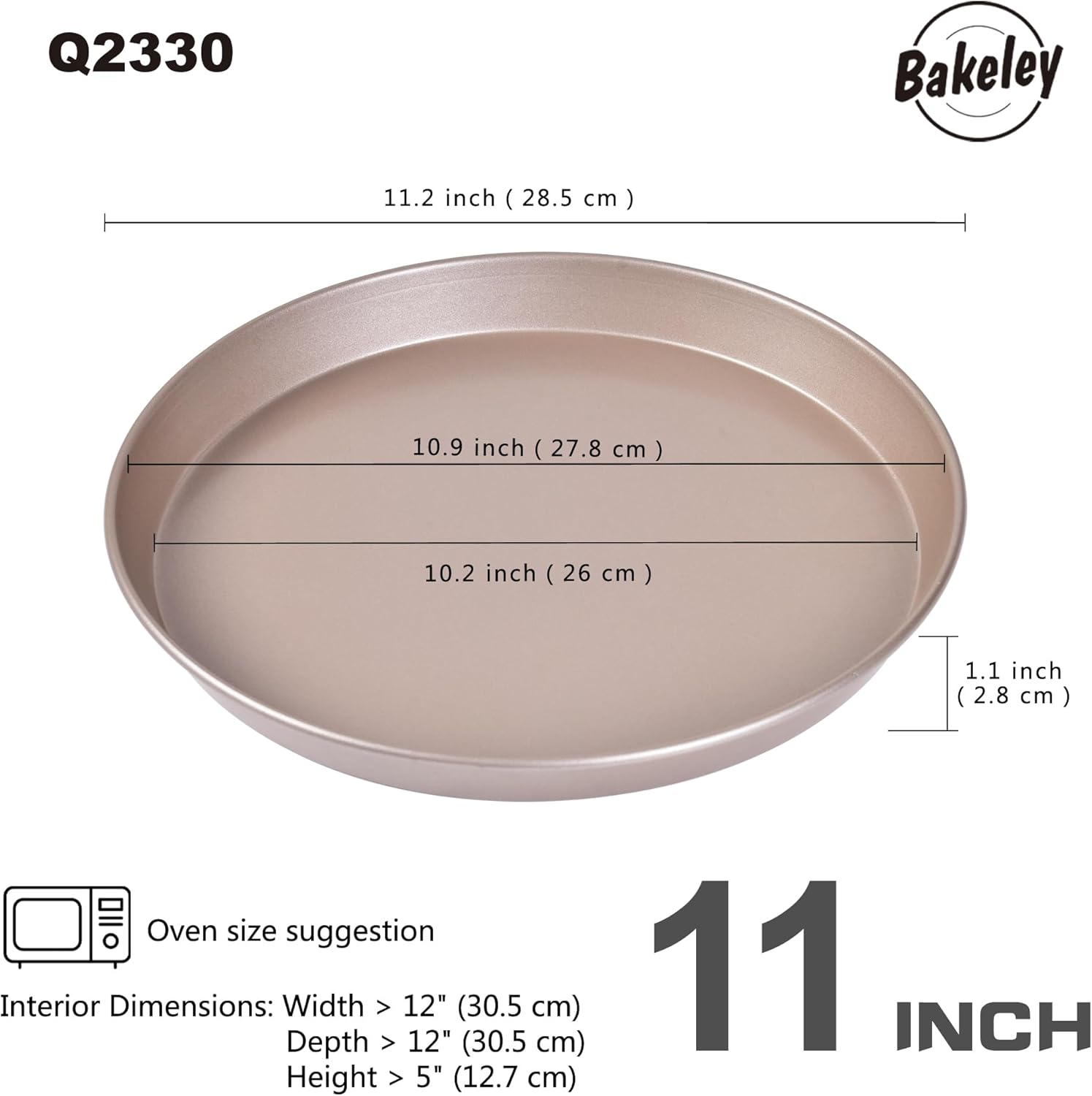 Bakeley Pizza Pan Pizza Tray 11-Inch Non-Stick round Pizza Baking Sheet Oven Tray Pancake Bakeware for Oven Baking (Champagne Gold) image number 1