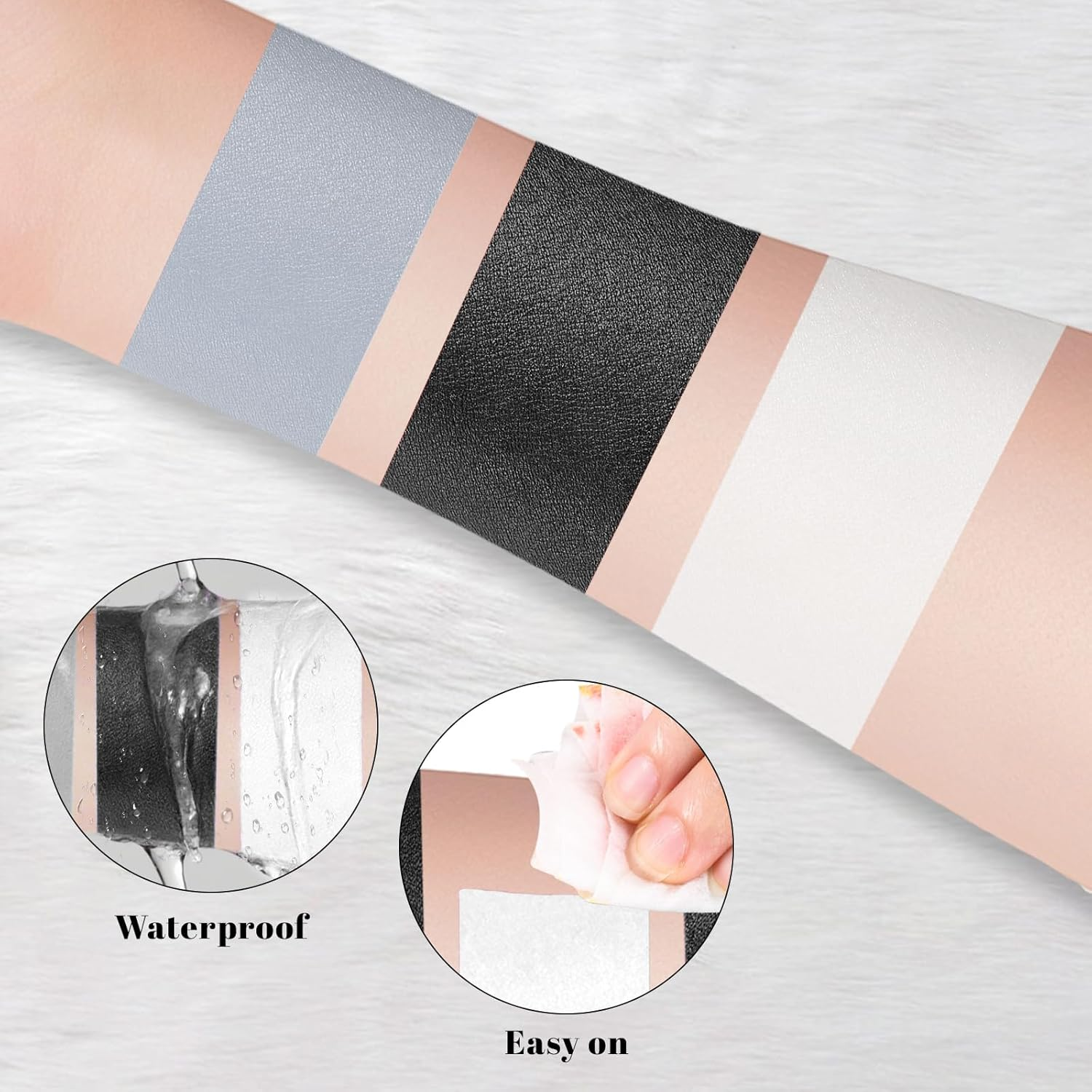 YBUETE Gray Black White Body Paint Palette, Oil-Based Waterproof Face Painting Cream for Halloween Cosplay SFX Makeup Skeleton Ghost & Mime Looks, Non-Toxic Face Paint for Adult Cosplay Stage Shows - Black+Red+White image number 2