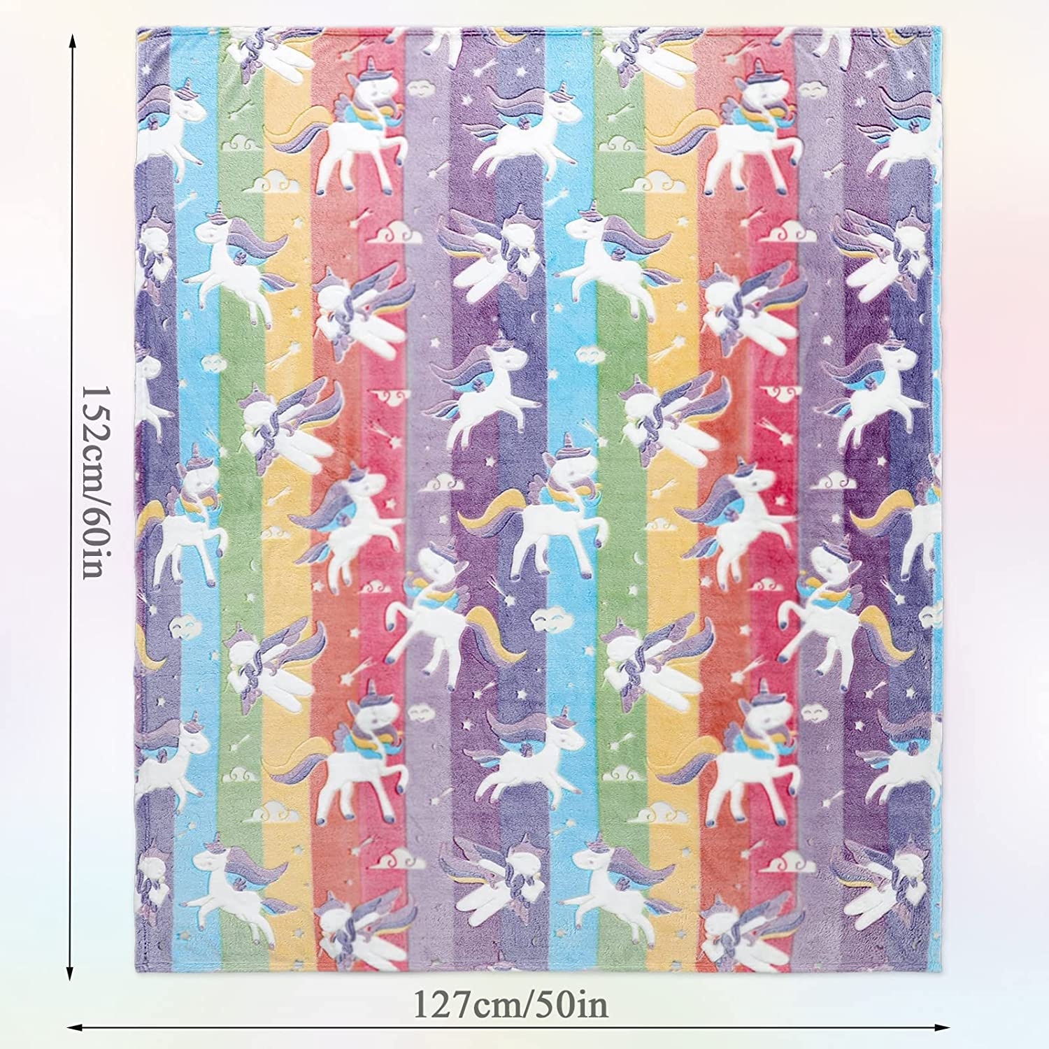 Glow in the Dark Unicorn Blanket - Soft, 50"X60" - Ages 3-10, Perfect for Girls' Gifts & Birthday, Halloween image number 2