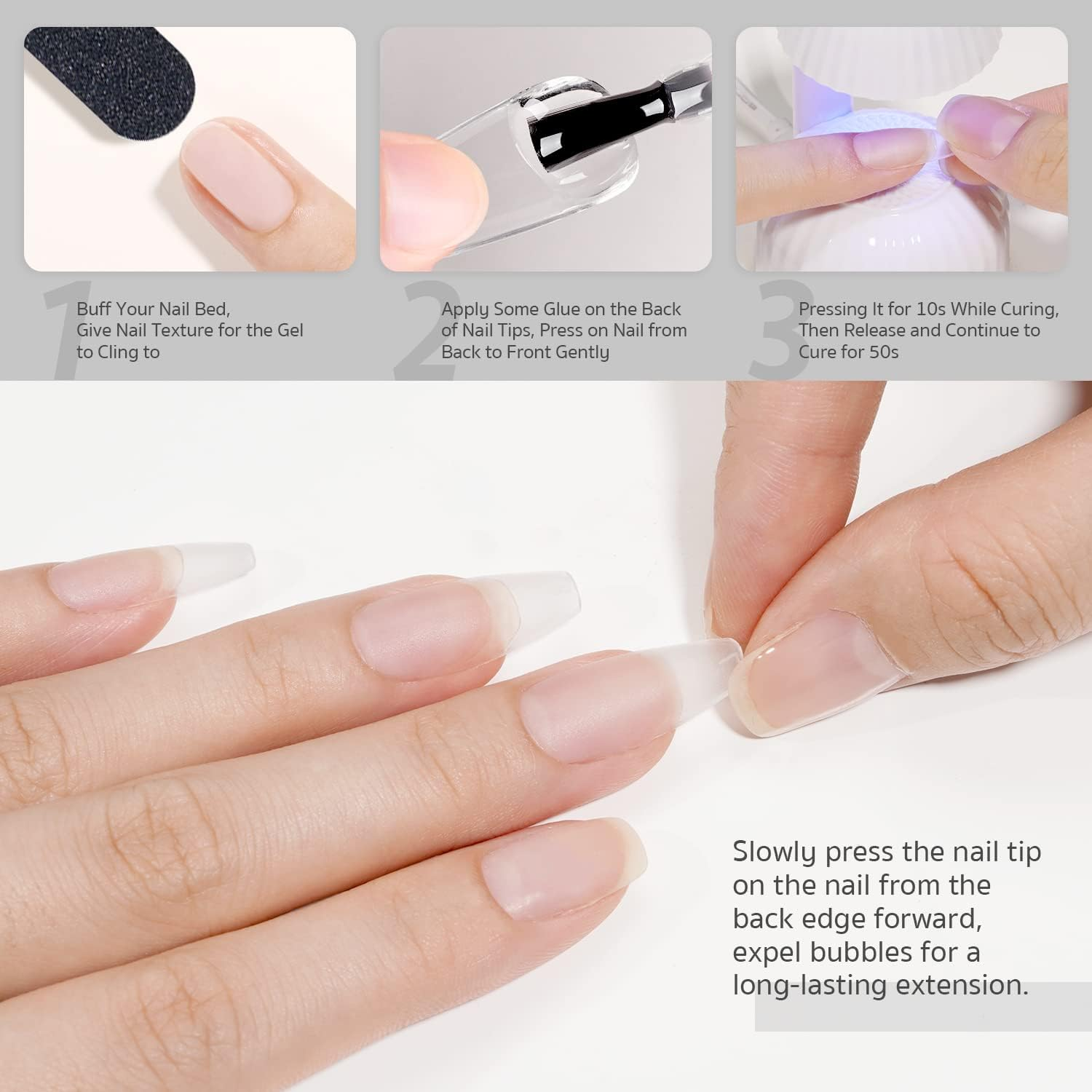 GAOY 2Pcs 16Ml Gel Nail Glue, Glue Gel for Acrylic Nails Tips, 2 in 1 Nail Glue and Base Gel, Nail Lamp Needed