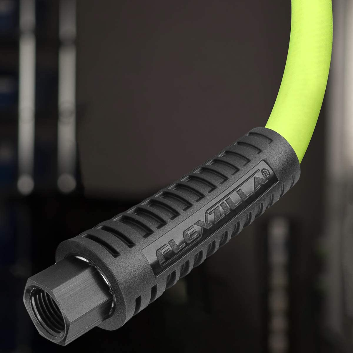 Flexzilla Ball Swivel Whip Air Hose, 1/4 In. X 4 Ft. (1/4 In. MNPT Ball Swivel X 1/4 In. FNPT Ends), Heavy Duty, Lightweight, Hybrid, Zillagreen - HFZ1405YW2B image number 1