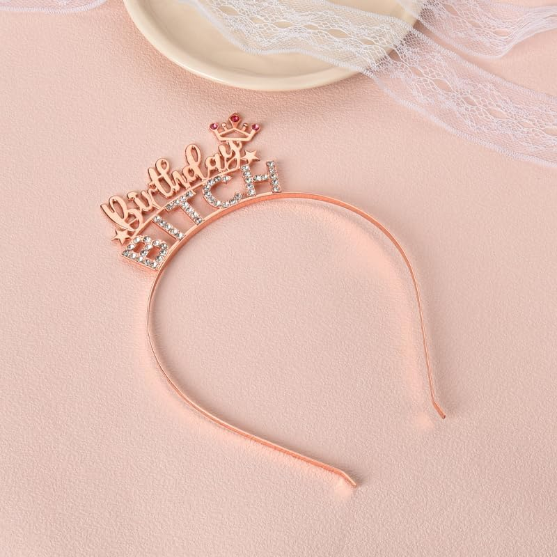 Happy Birthday Headbands for Women Girls Birthday Party Hair Accessories for Teen Girls Girlfriend Wife Birthday Gifts for Besties Soul Sisters Birthday Bday Presents for Her Crown Rhinestone Hairhoop image number 2