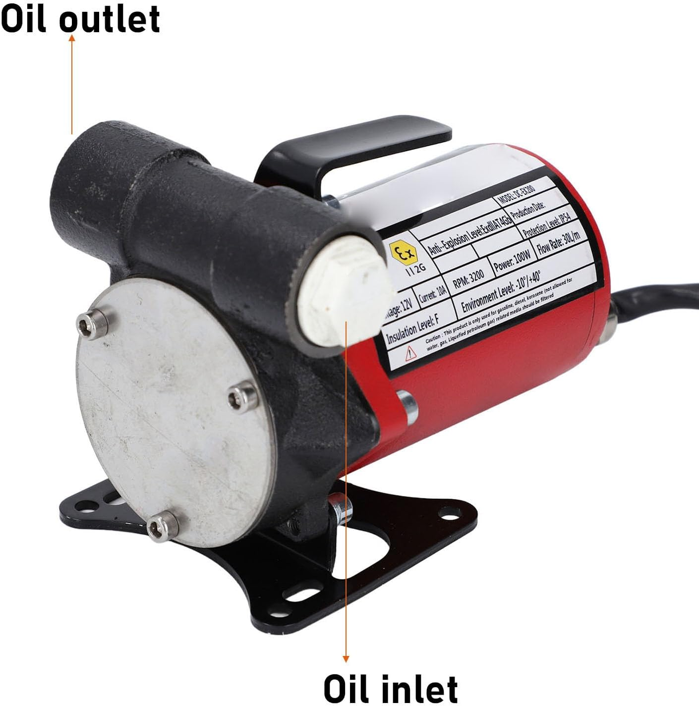 Bewinner 12V Fuel Pump - Explosion Proof Quiet Self Priming Oil Transfer Pump, 12V Gasoline Pump with Switch for Kerosene image number 2