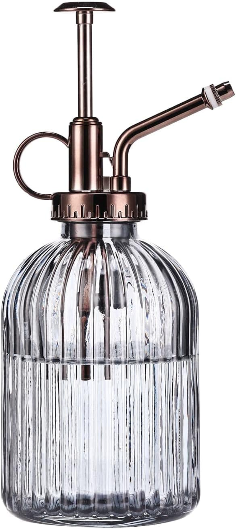 Glass Plant Mister - 7.5" Green Glass Water Spray Bottle with Gold Top Pump, Indoor/Outdoor Small Plant Sprayer (Gray+Bronze) - Gray+Bronze D image number 5