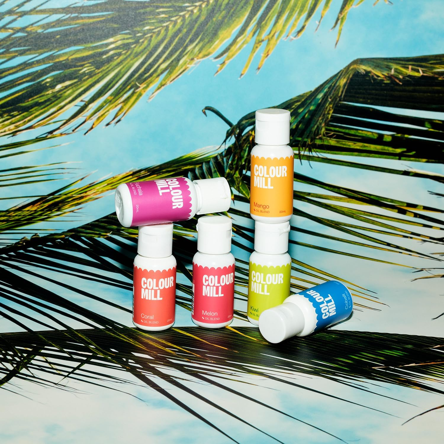 Colour Mill Tropical Pack Oil Blend Oil-Based Food Colouring, 6 Colours X 20Ml Each: Cobalt, Fuchsia, Melon, Coral, Mango, Kiwi, 120Ml Total, 4.08 Fl Oz image number 5