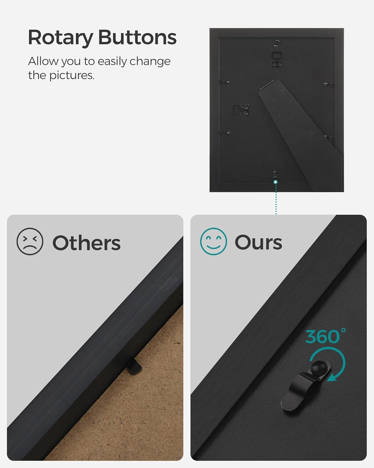 SONGMICS Picture Frames, 10 Pack Collage Picture Frames with Two 8X10, Four 5X7, Four 4X6, Photo Frame Set for Wall Gallery Decor, Hanging or Tabletop Display, Clear Glass Front, Black image number 2