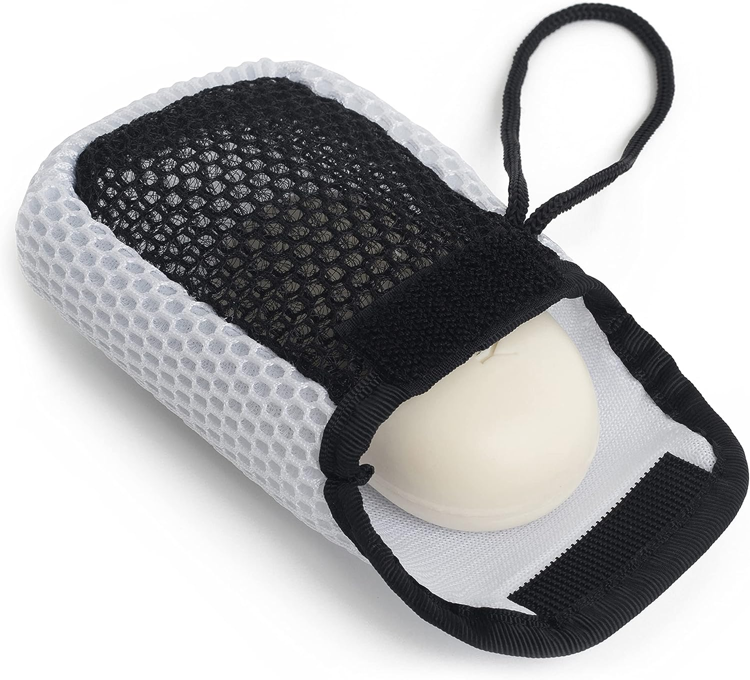 Mainbasics Exfoliating Bar Soap Pouch Dual-Sided Body Scrubber - Fits Standard Soap Bars, Blue