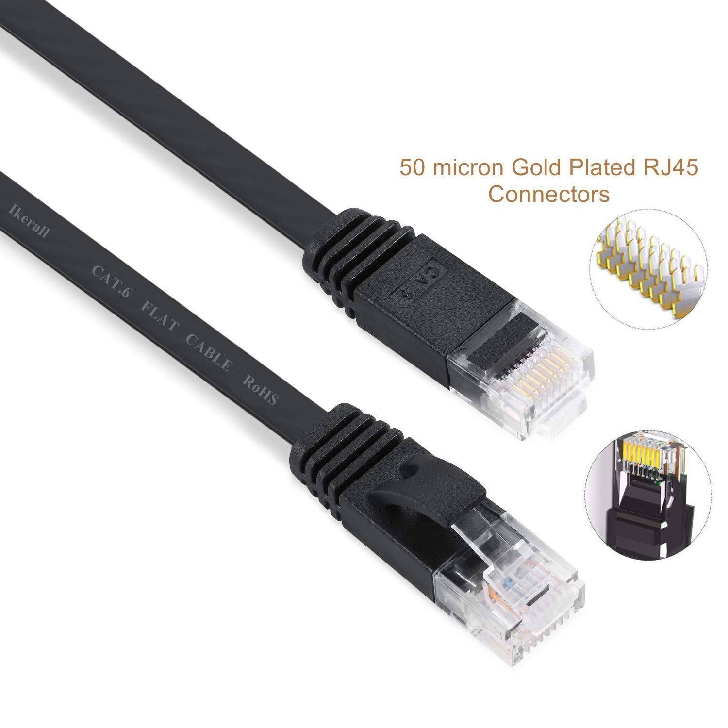 Cat6 Ethernet Cable 1M 2M 3Meter 5M 7M 10M 15M 20M 30M 45M 50M Flat Network Internet Cord with Clip (1Meter/ Black) image number 5
