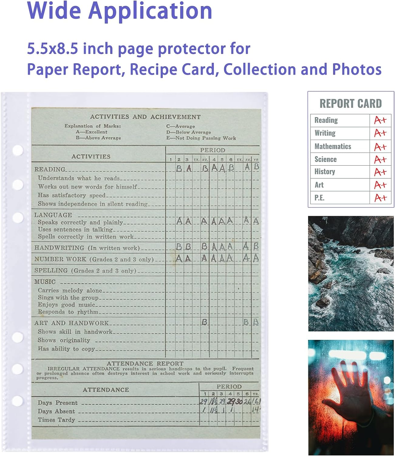 A5 Planner Inserts, 30 Pieces Clear Waterproof Pocket Protector Binder Sleeves, Page Protectors for Cards, Photocard Files, 6 Ring A5 Binder