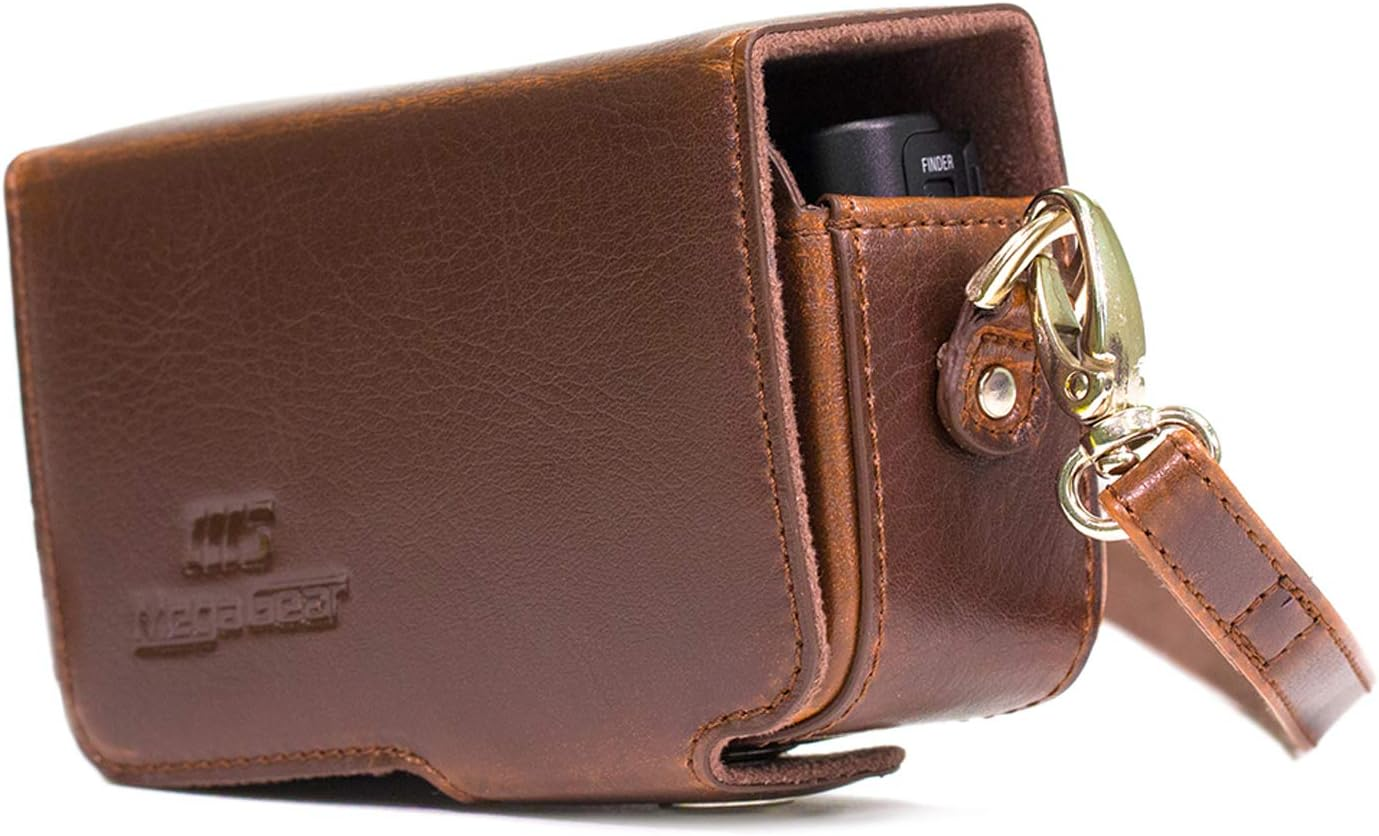 Megagear Leather Camera Case with Strap Compatible with Sony Cyber-Shot DSC-RX100 VII, DSC-RX100 VI, DSC-RX100 V, DSC-RX100 IV, DSC-RX100 III, DSC-RX100 II, ZV-1