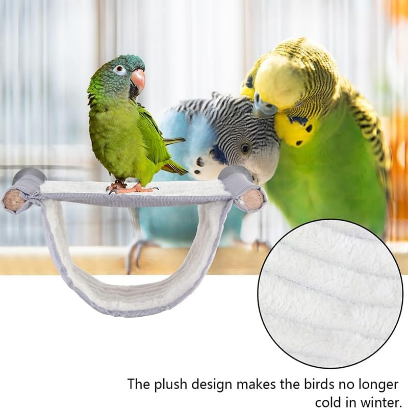 AIMALL Soft Plush Bird Nest Bed Double-Deck Hanging Hammock for Parrots and Birds with Sturdy 9.06"X7.48" Wood Frame Promotes Comfort and Exploration Snuggle Hut Enhances Cage Space and Playtime