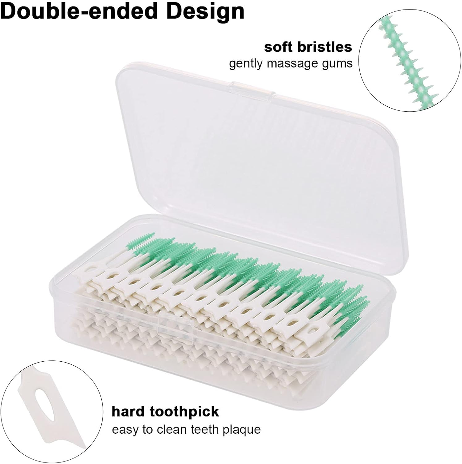 160Pcs Double-Ended Toothpick Soft Silicone Tooth Picks Dental Floss Interdental Brush Teeth Stick Dental Hygiene Tools BBZY image number 2