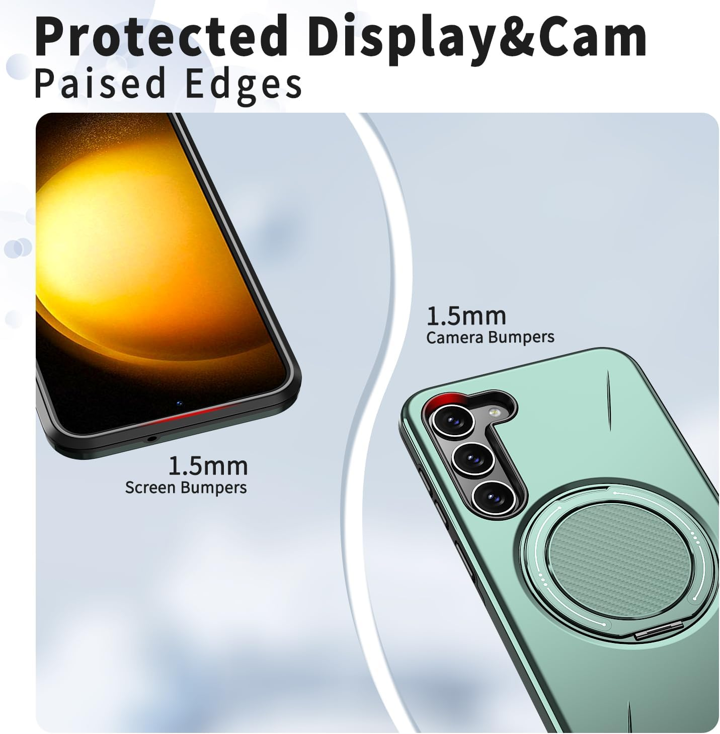 Asuwish Phone Case for Samsung Galaxy S23 plus S23+ 5G Magnetic Cell Cover with Screen Protector and Shockproof Hybrid Stand Ring Hard Holder S23Plus 23S + S 23 23+ SM-S916U 6.6 Inch Women Men Green image number 4