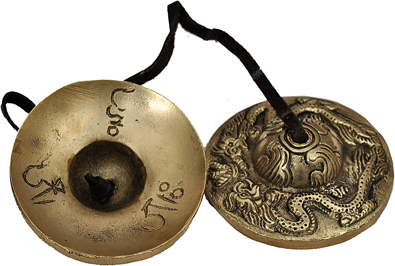 Tibetan Yoga Meditation Cymbals Bell - Dragon Embossed image number 1