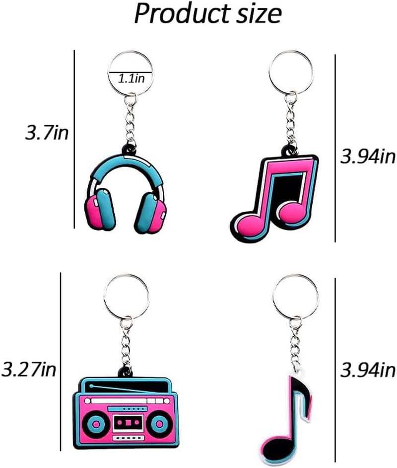 Music Party Favors Keychains for Adult Music Lovers Birthday Gifts for Musicians Gift Keychain for Women Men Music Lover Music Note Charm for Backpack Bag Charms for Handbags Musical Keyring 4 Pcs image number 3