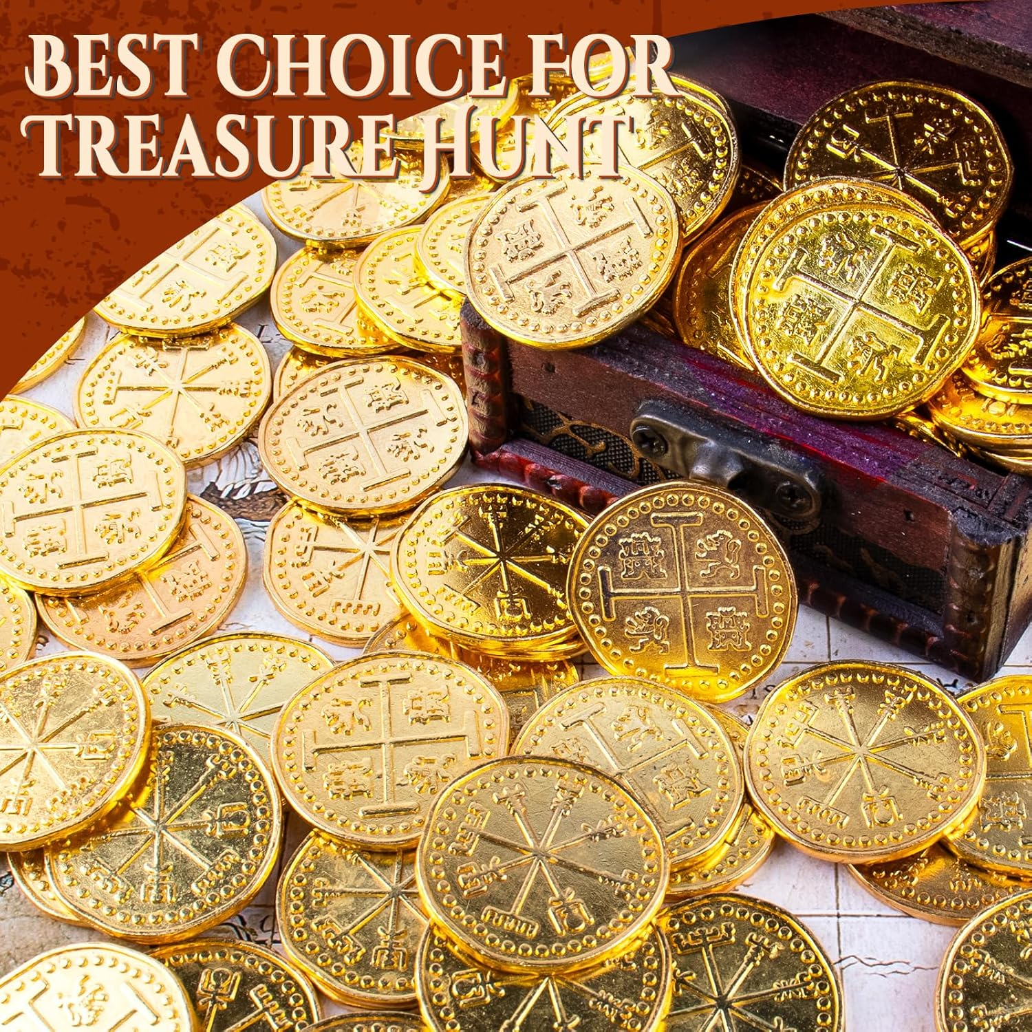 Metal Pirate Coins, 30 Gold Treasure Coins Set, Metal Replica Spanish Doubloons, Pirate Treasure Chest Fake Coins Tokens, Realistic Money Imitation for Cosplay Toys Board Games image number 3