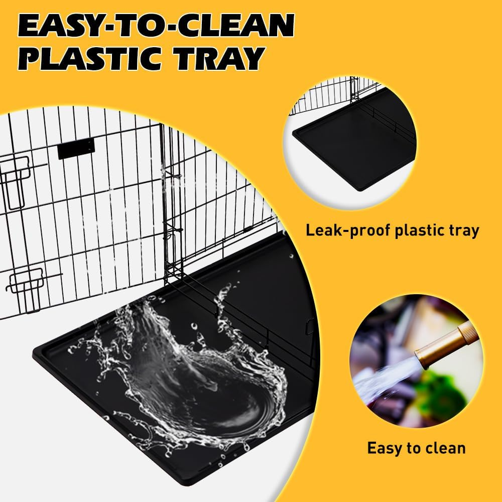 Vaka Pet 36-Inch Dog Crate with Divider, Foldable Metal Cage with 3 Doors and Leak-Proof Tray, Medium Pet Kennel for Indoor Outdoor Use image number 2