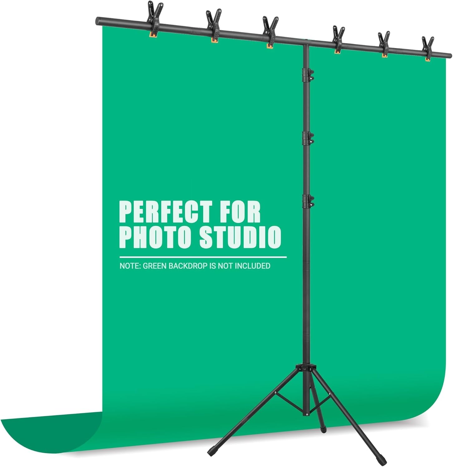 T Shape Backdrop Stand, Adjustable Background Support Stand Kit, Portable Photo Banner Holder with 6 Spring Clamp, Sandbag Carry Bag for Party, Wedding, Photoshoot, Photography (2M&times;2.6M)