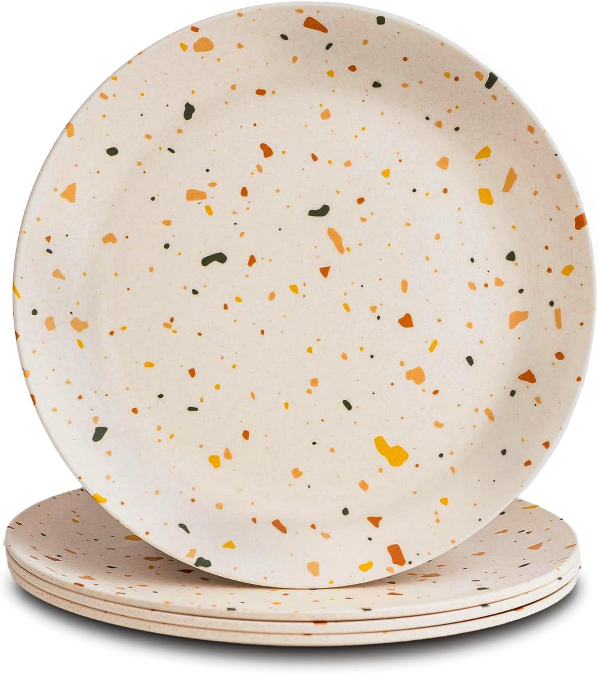 Nook Theory 4 Pack Reusable Bamboo Plates - Non-Toxic Toddler and Kids Plate, Dishwasher Safe, Not Microwavable Dinnerware (Celebration 8") image number 5