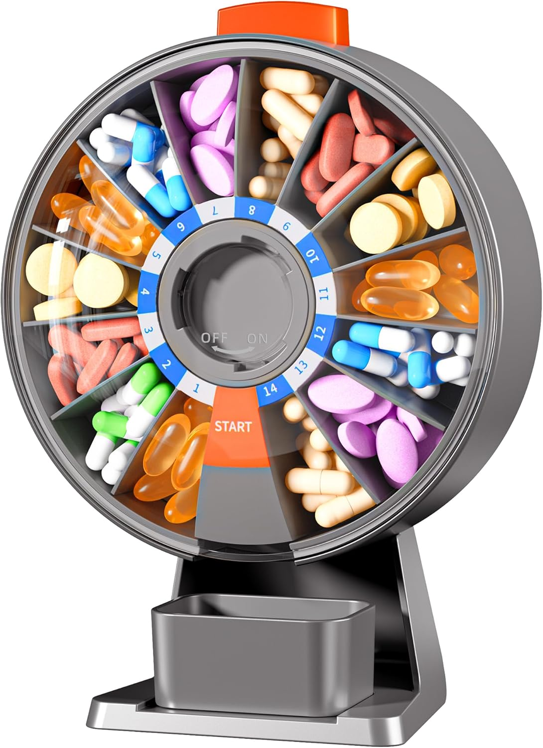 Zoksi Pill Organizer (Grey, 14 Compartments)