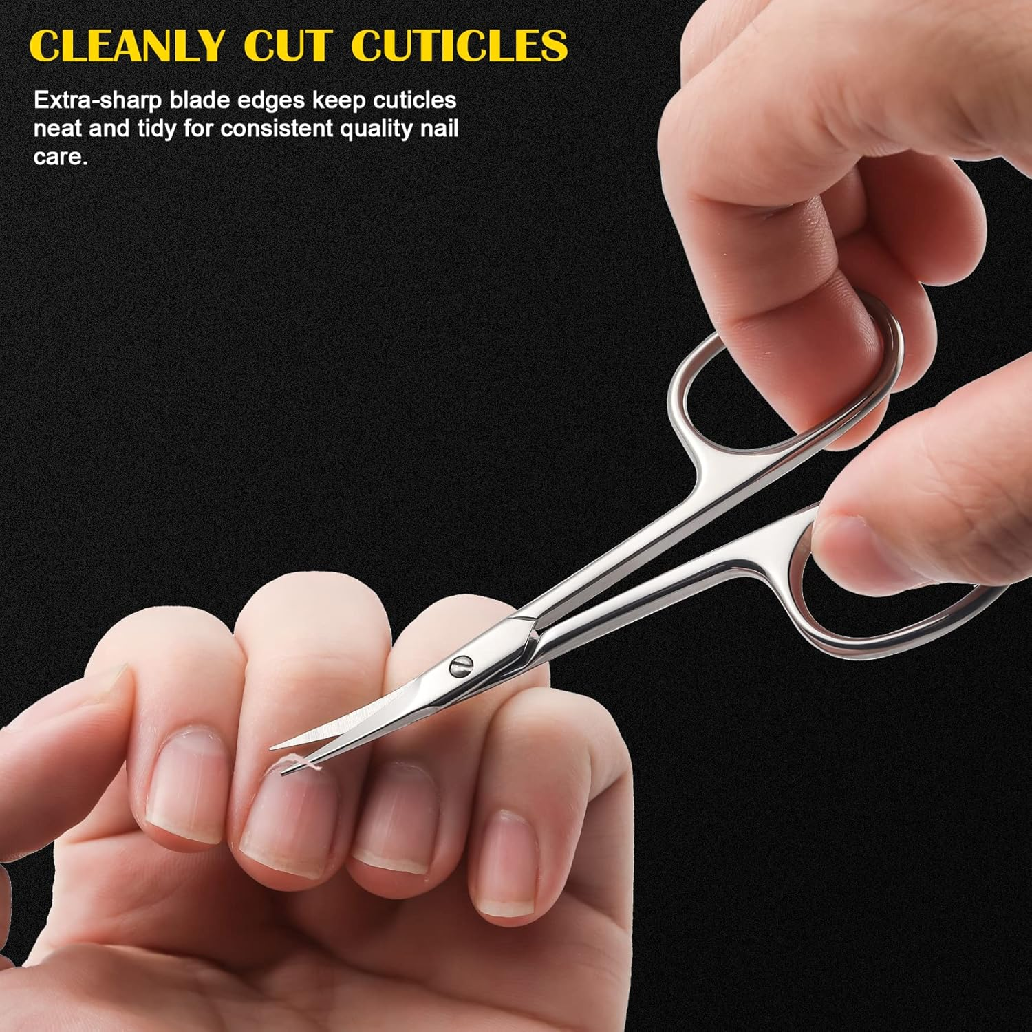 FVION Cuticle Scissors, Cuticle Scissors, Extra Sharp with Curved Edge, Cuticle Scissors Extra Fine for Precise Cuticle Remnants, Cuticle Scissors Made of Stainless Steel, 9 Cm image number 6