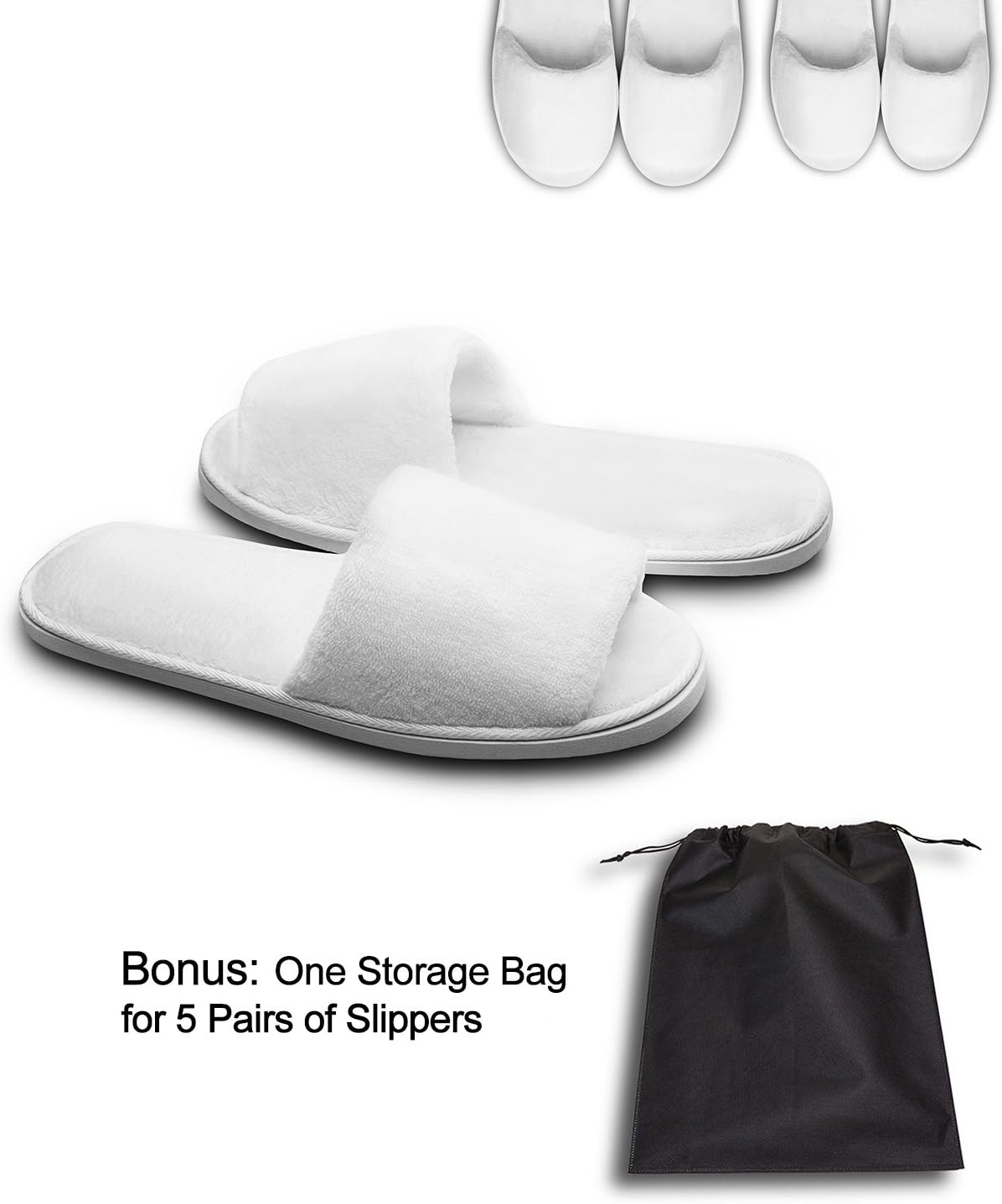 Ahfulife Spa Slippers 5/10 Pairs of Hotel Slippers, Disposable Slippers Closed-Toe Slippers, Guest Slippers, Non-Slip Slippers for Guest, House Slippers Unisex, Bedroom, Wedding, Party, Travel image number 3