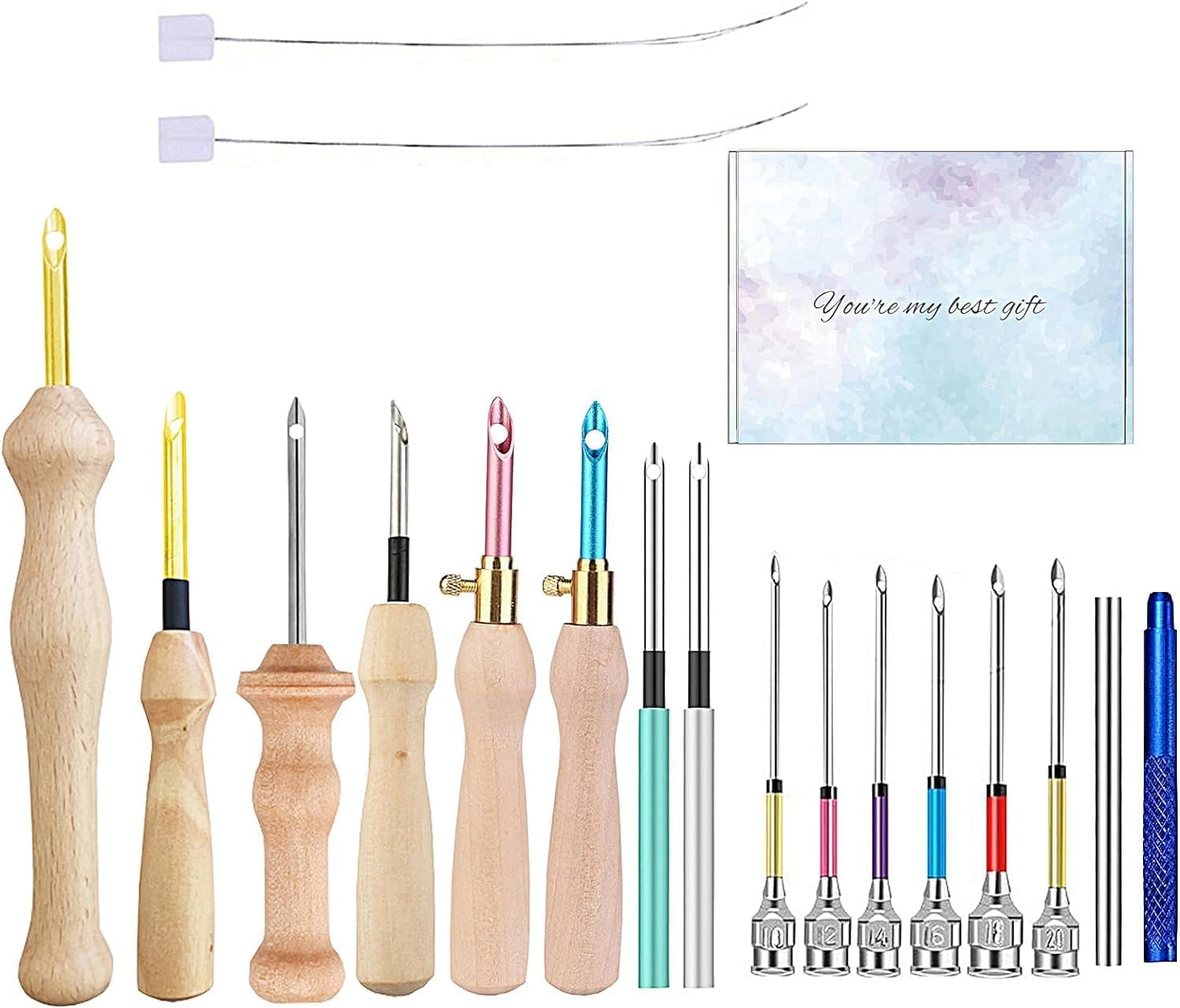Yeanifeana 18 Piece Punch Needle Kit for Beginners - Adjustable Wooden Punch Needle Tool, Embroidery Punch Needle Starter Kit with Needle Threaders & Yarn, Perfect DIY Craft for Adults image number 3