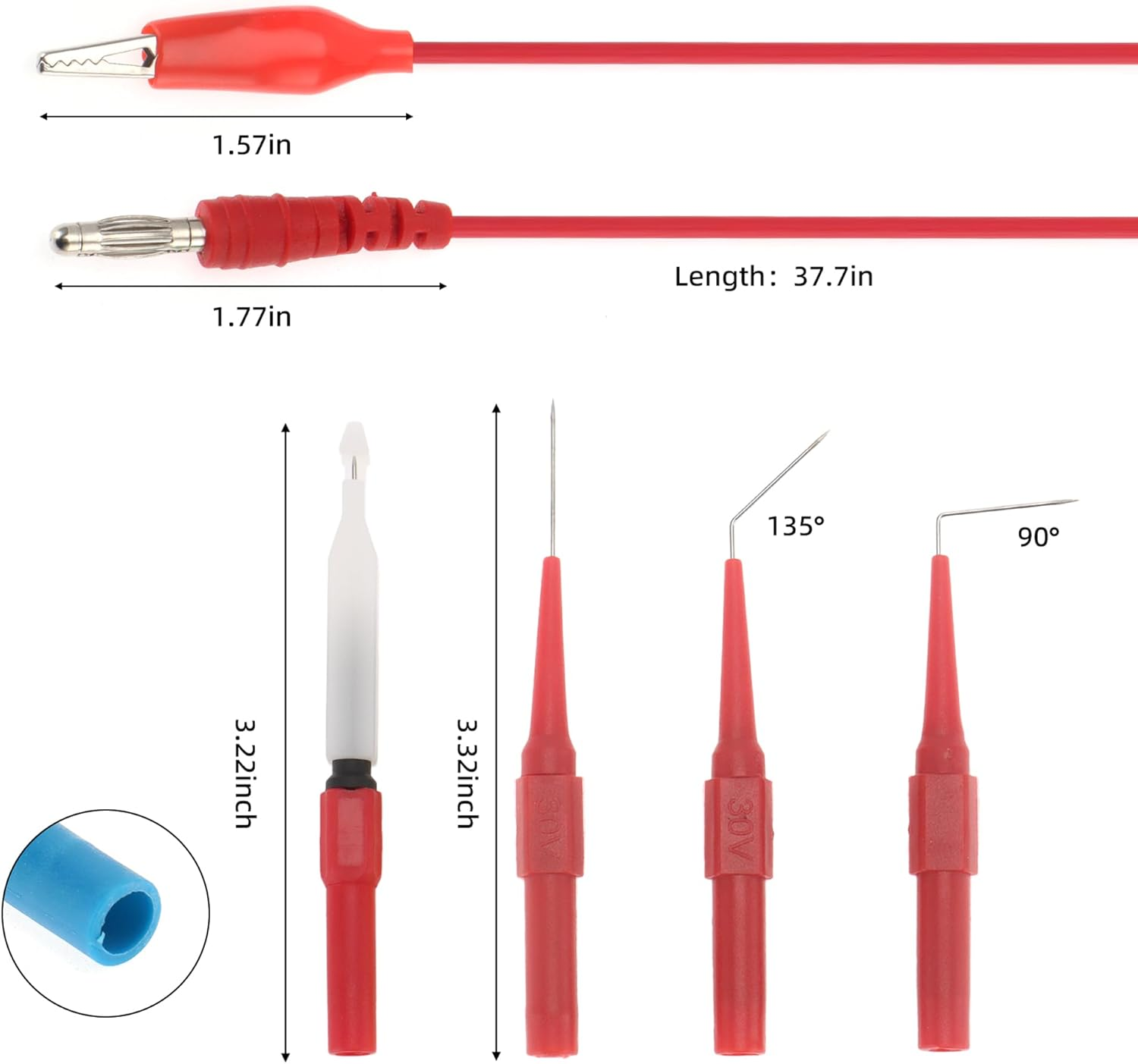 DIANN 39Pcs Back Probe Test Kits 4Mm Banana Plug to Alligator Clips Test Wires Wire Piercing Probes Automotive Test Leads Set for Vehicle Automotive Car Circuit Electrical Diagnostic Testing image number 4