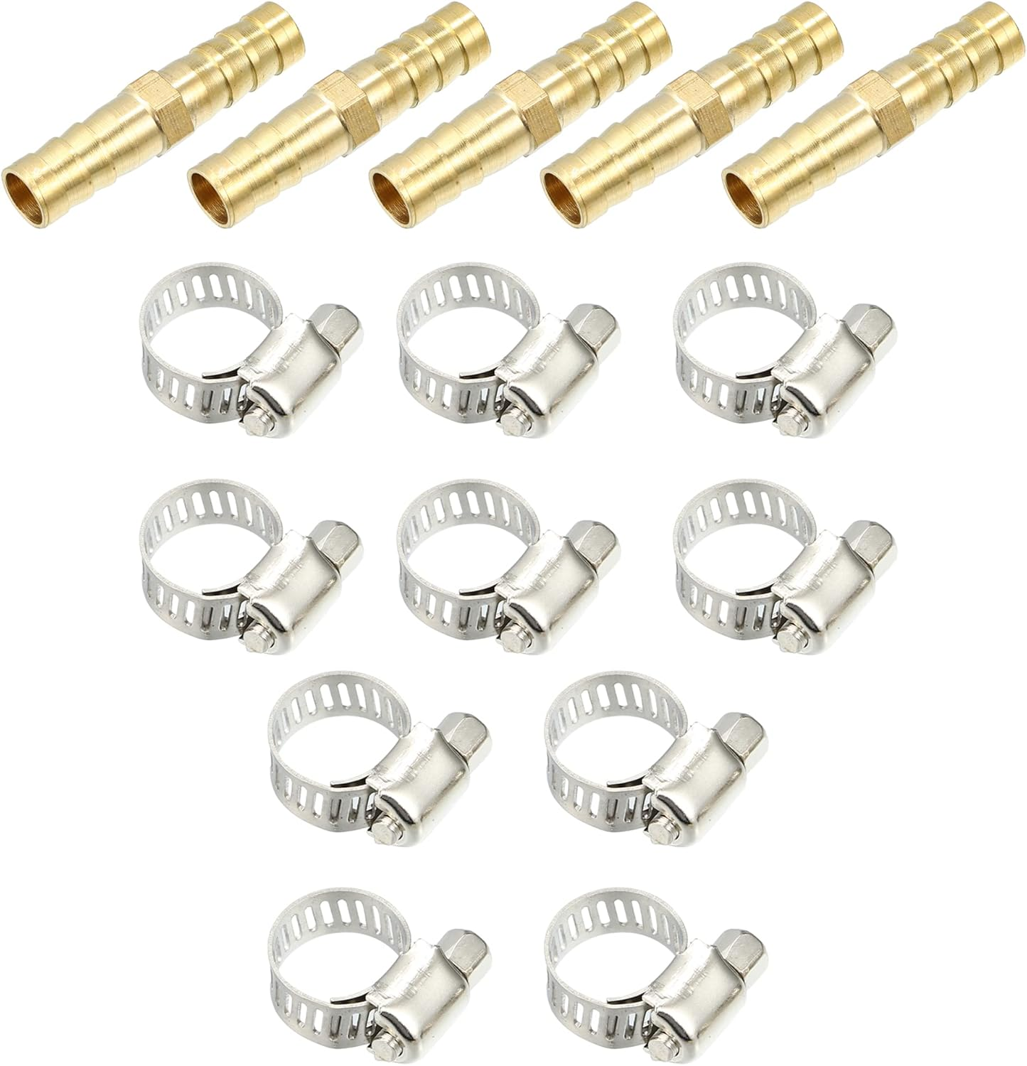 X AUTOHAUX 1 Set 6Mm Copper Hose Barb Fitting Connector for Joiner Air Water Fuel Pipe with 10 Clamps image number 5