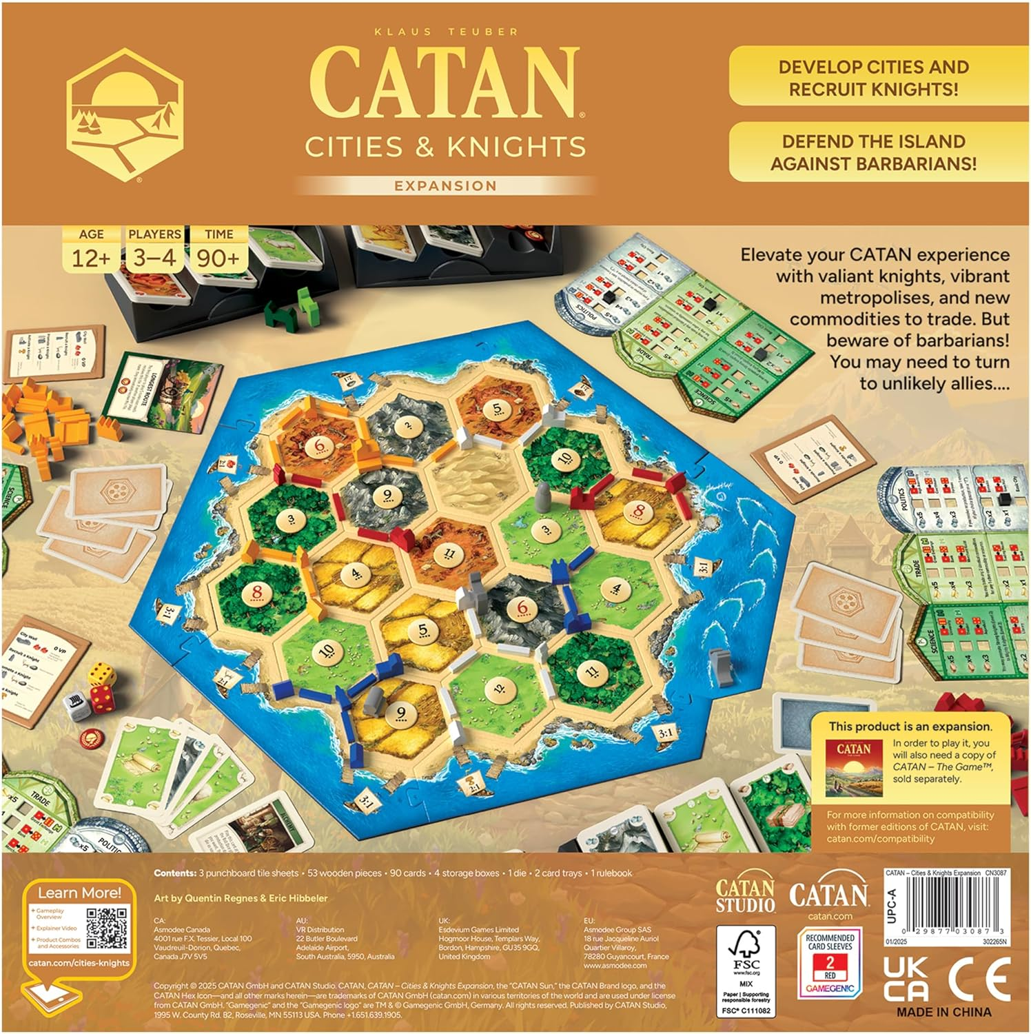 CATAN Cities & Knights Board Game Expansion (6Th Edition) Enhance Gameplay with New Challenges! Strategy Game for Kids & Adults, Ages 12+, 3-4 Players, 90 Minute Playtime, Made by Catan Studio image number 5