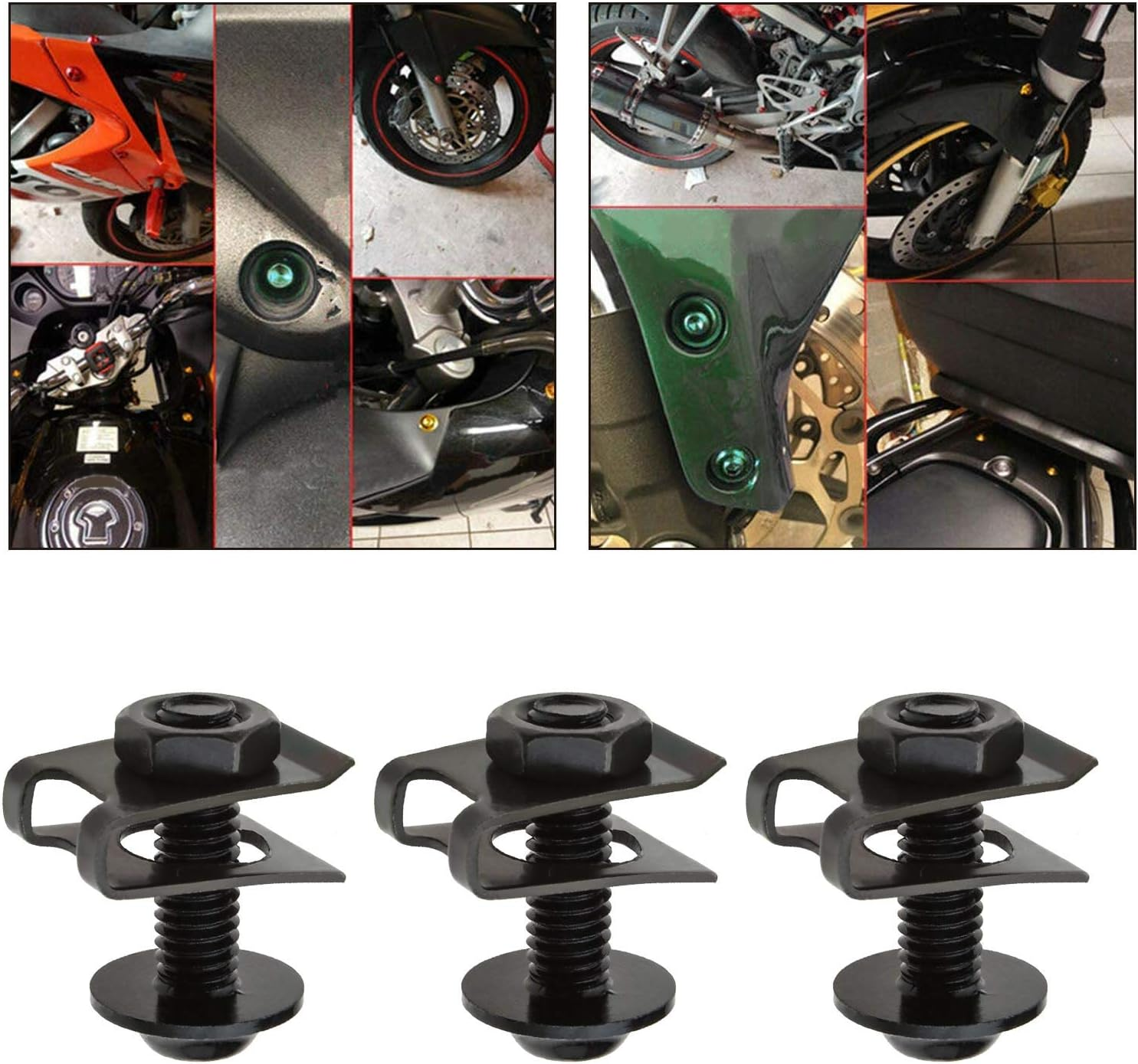 Emsea 40Pcs Motorcycle Fairing Bodywork M5 M6 Bolts & Spring Spire Speed Fastener Clip Nuts Kit Fit for Most Motorbikes Black image number 3