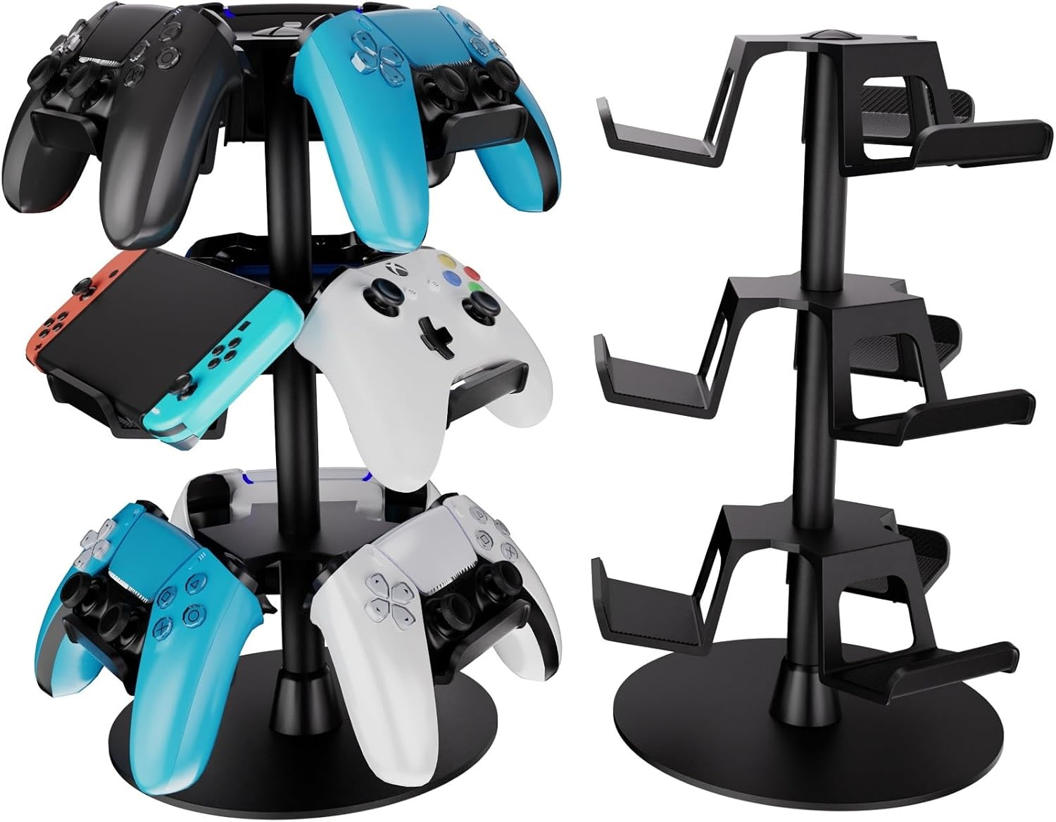 TG-A 3-Tier Game Controller Stand, Holds 12 Controllers, Black Controller Organizer Compatible for Ps4/Ps5/Xbox One/Switch Pro/Headsets, Multi-Device Display and Storage. (3-Tier / Black)