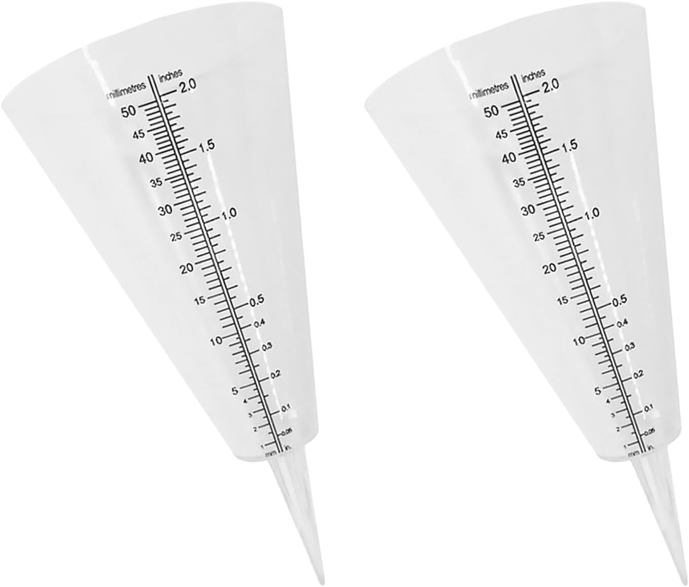 2Pcs Transparent Cone Shaped Rain Gauge with Scale Outdoor Plastic Rainfall for Garden Lawn Accurate Measurement Tool image number 5