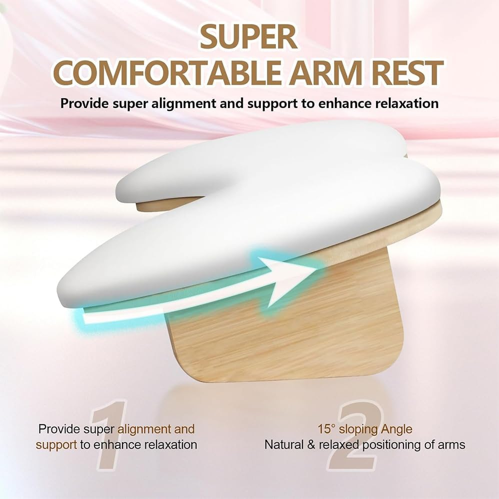U-Shaped Arm Rest for Nails Tech,Professional Soft PU Leather Hand Cushion with Wood Legs,Nail Hand Rest for Nail Tech Must Haves,Comfortable Ergonomic Arm Support for Gel Polish,Nail Art image number 5