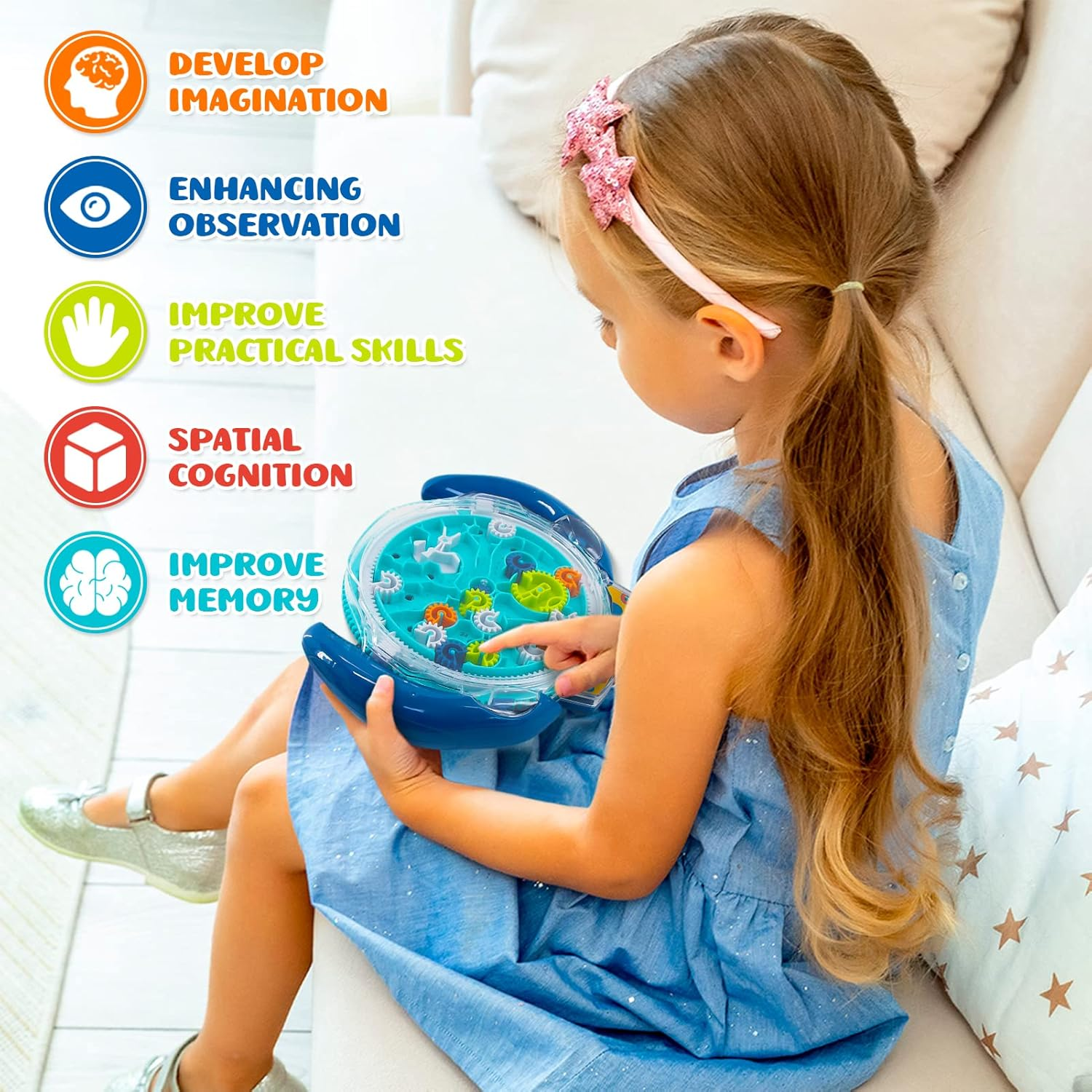 Mind Puzzles for Kids 3-8, 3D Maze Puzzle for Kids, Brain Teasers Gravity Ball Game Maze Ball Puzzle Toy Gifts for Kids Teens Adults, Hard Challenge. Labyrinth Game Marble Maze with Two Steel Marbles image number 6