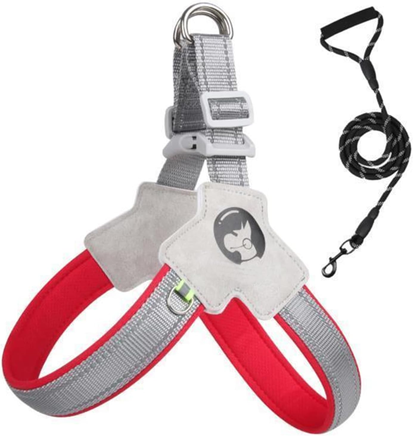 Glow-In-The-Dark Small Dog Harness and Leash Set, Reflective Nylon and Terylene Adjustable Lead for Night Safety