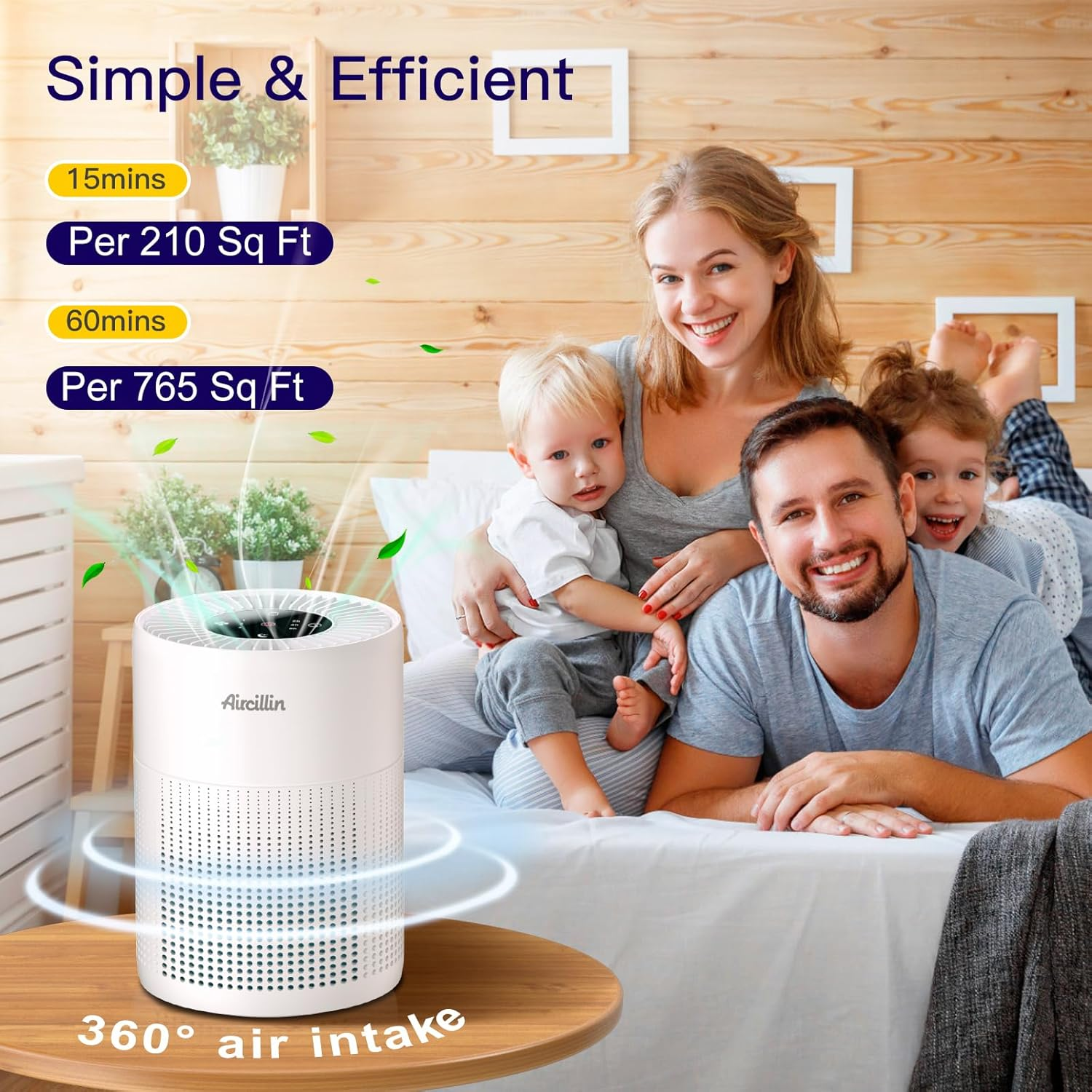 Aircillin Air Purifiers for Bedroom with HEPA Filters, Air Purifier for Home Large Room Covers Pet Hair Dander Smell Pollen Wildfire Smoke, Remove 99.99% Particles down to 0.1 Microns (AP070A) image number 1