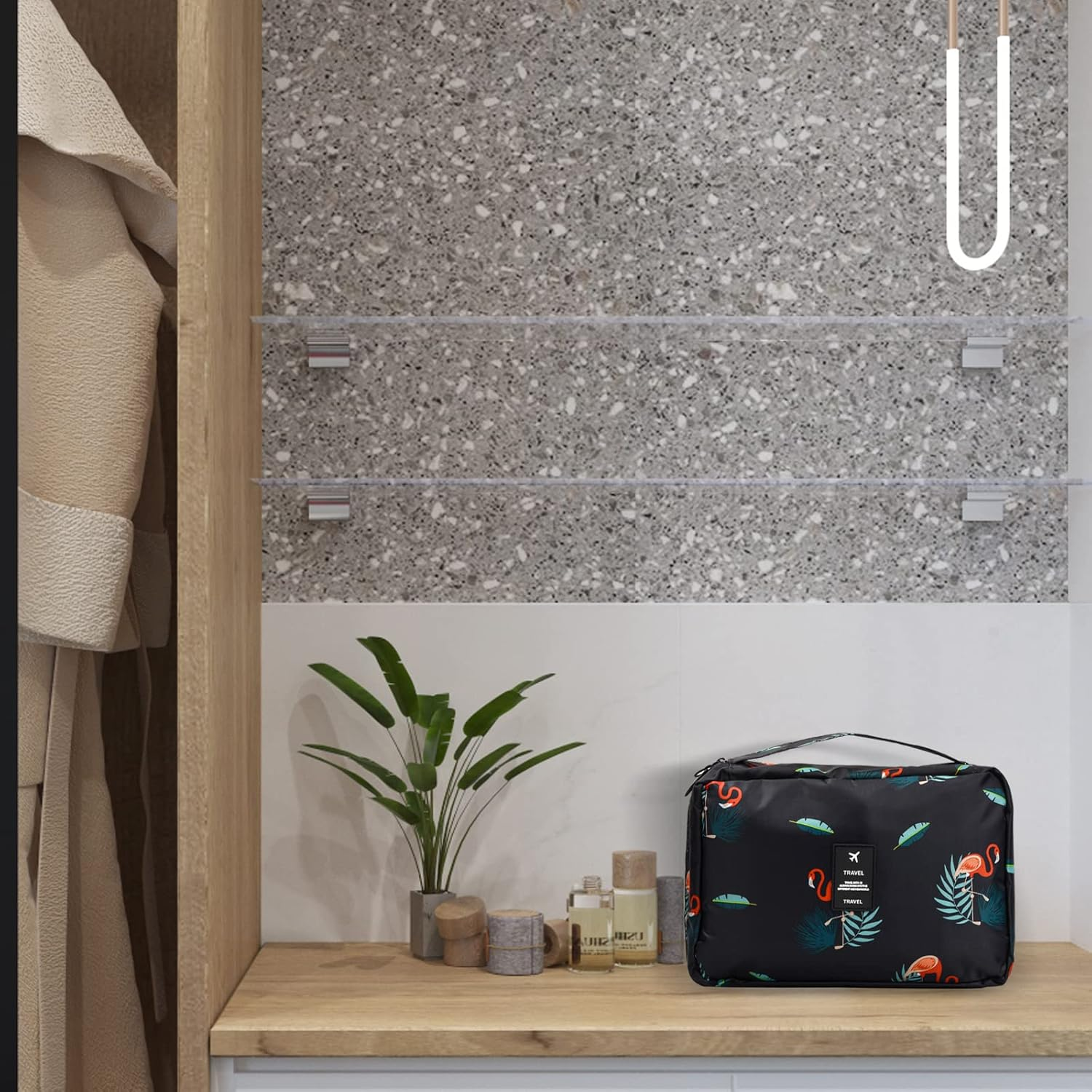 Large Hanging Toiletry Bag, 25.5X17X8.5Cm, Waterproof Makeup Bag Travel with 4 Compartments, Foldable Portable Wash Bag Women Men, for Travel Toiletries Essentials Bathroom Shower image number 1