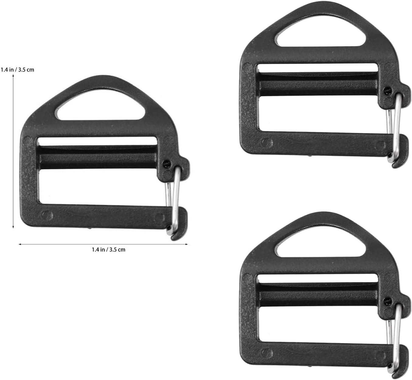 8 Pack Webbing Hook Clip 25Mm 1'' Strap Belt Buckle with Open Lock End Clasp Connector Slide Buckles Ladder Slider Replacement for Backpack Bag Molle Sewn Loop Hiking, Black image number 4