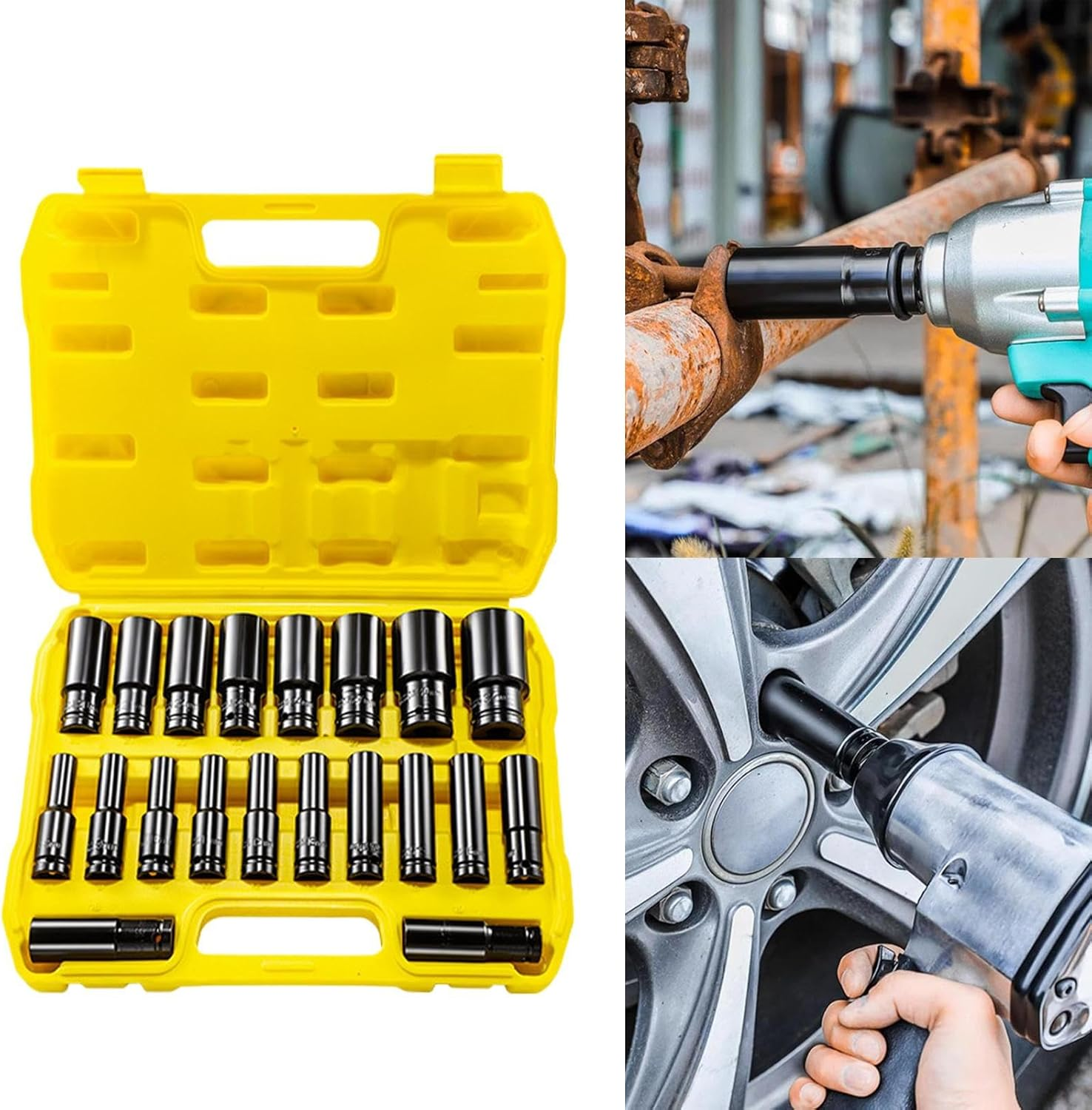 Deep Well Socket Set | 8-32MM Deep Metric Socket Set - 20X Extension Driver Adapter Tool 1/2 Inch for Mechanic Automotive Repair Industrial image number 5