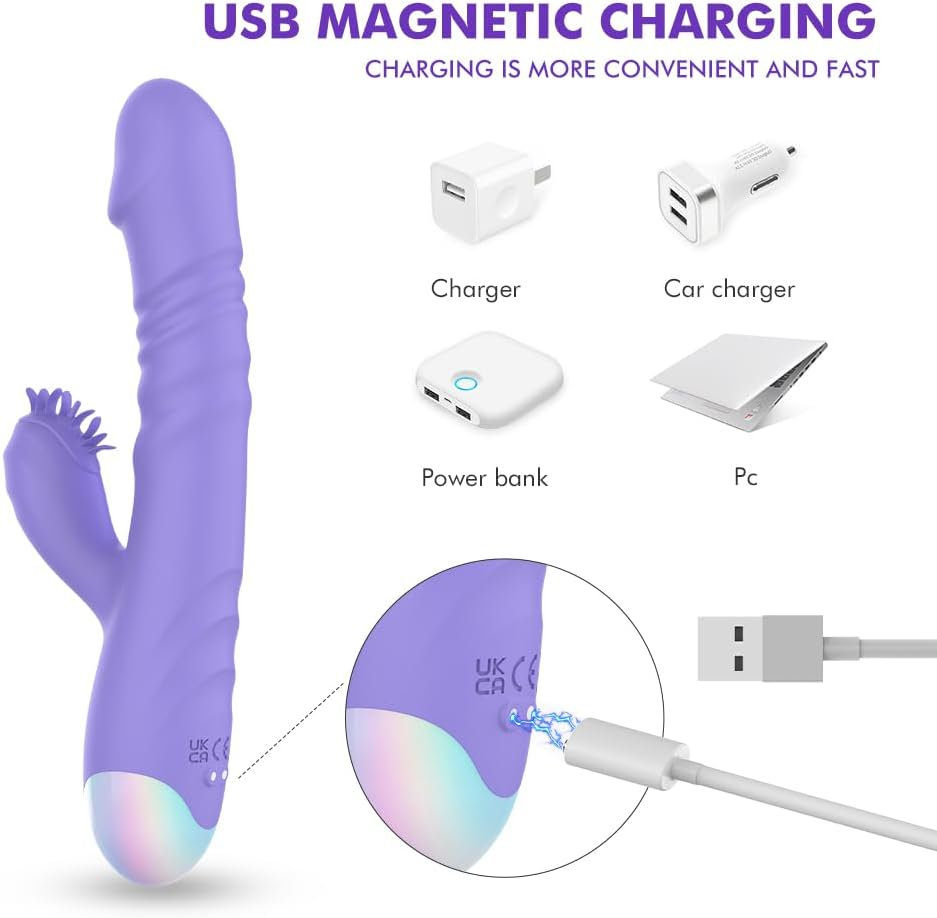 Thrusting Dildo Vibrator Adult Toys for Women - Sex Toys Dildos Rabbit G Spot Vibrator with 3 Fast Thrusting & 10 Vibration Modes, Silicone Clitoral Stimulator Adult Sex Toy for Women Couple image number 4