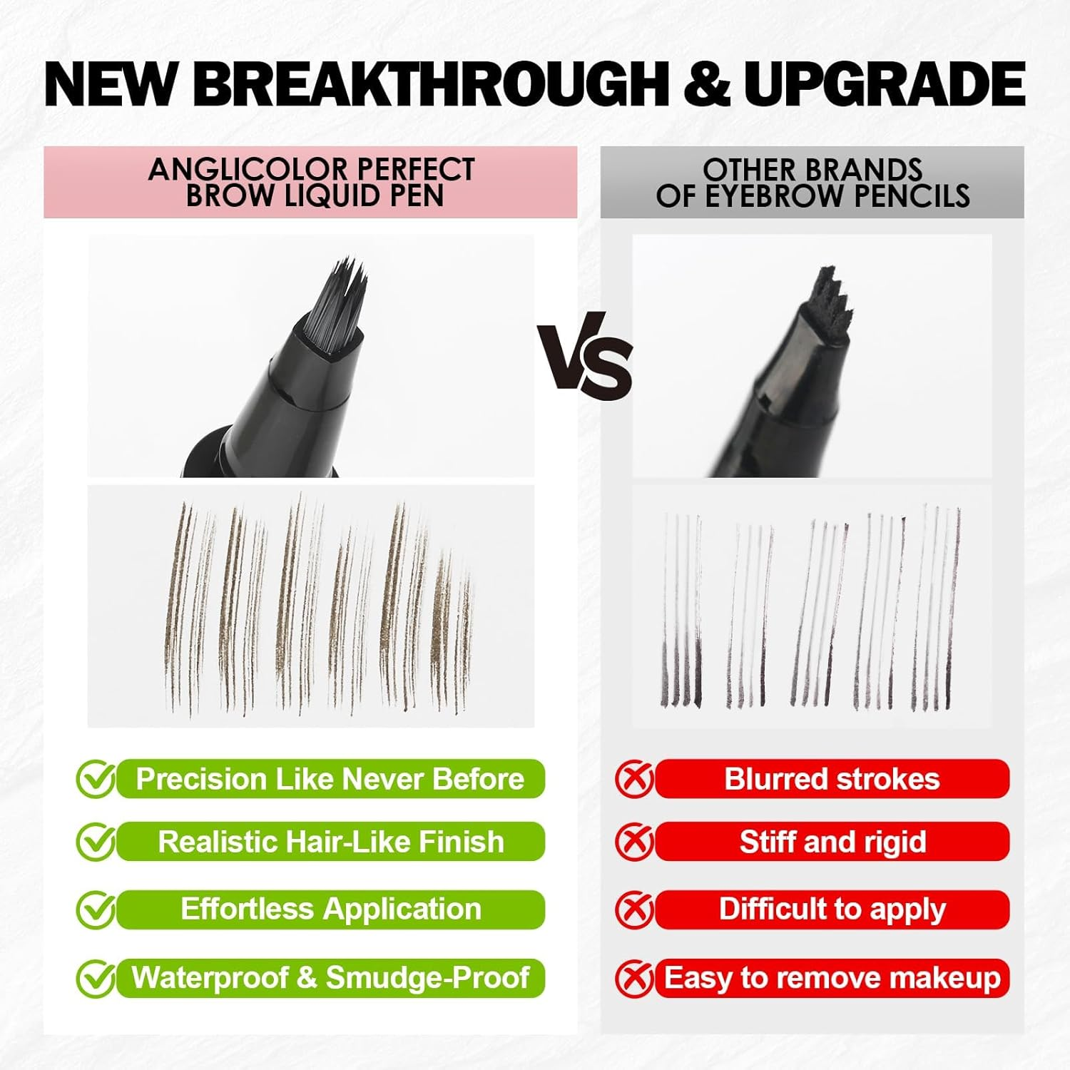 Anglicolor Microblading Eyebrow Pen, Natural Eyebrow Pen, Easy to Color, Long Lasting, Quick Drying for Shaping and Filling Eyebrow Makeup - 02 Mocha image number 4