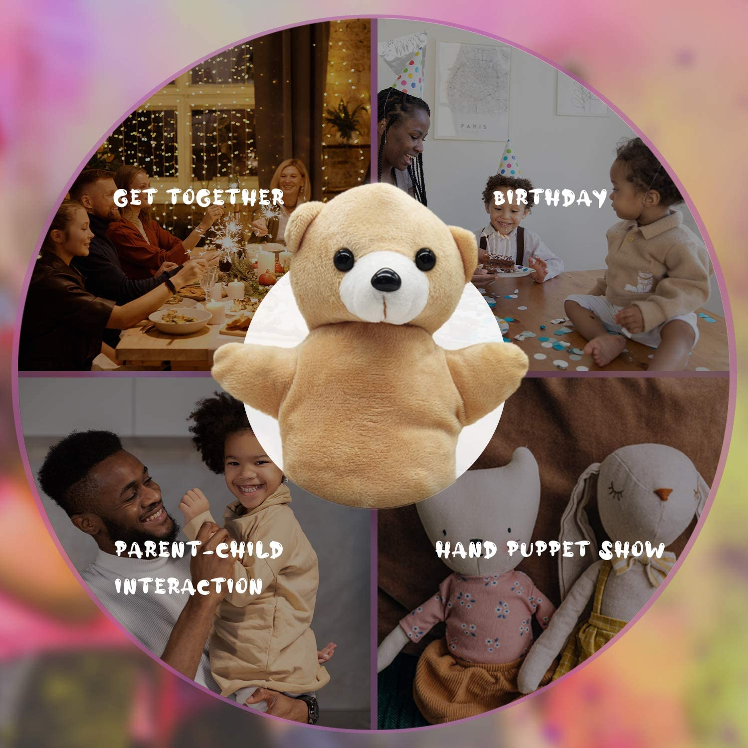 Yolococa Hand Puppets Animal Hand Party Toy for Kids, Soft Plush Puppet, 5 Pack image number 6