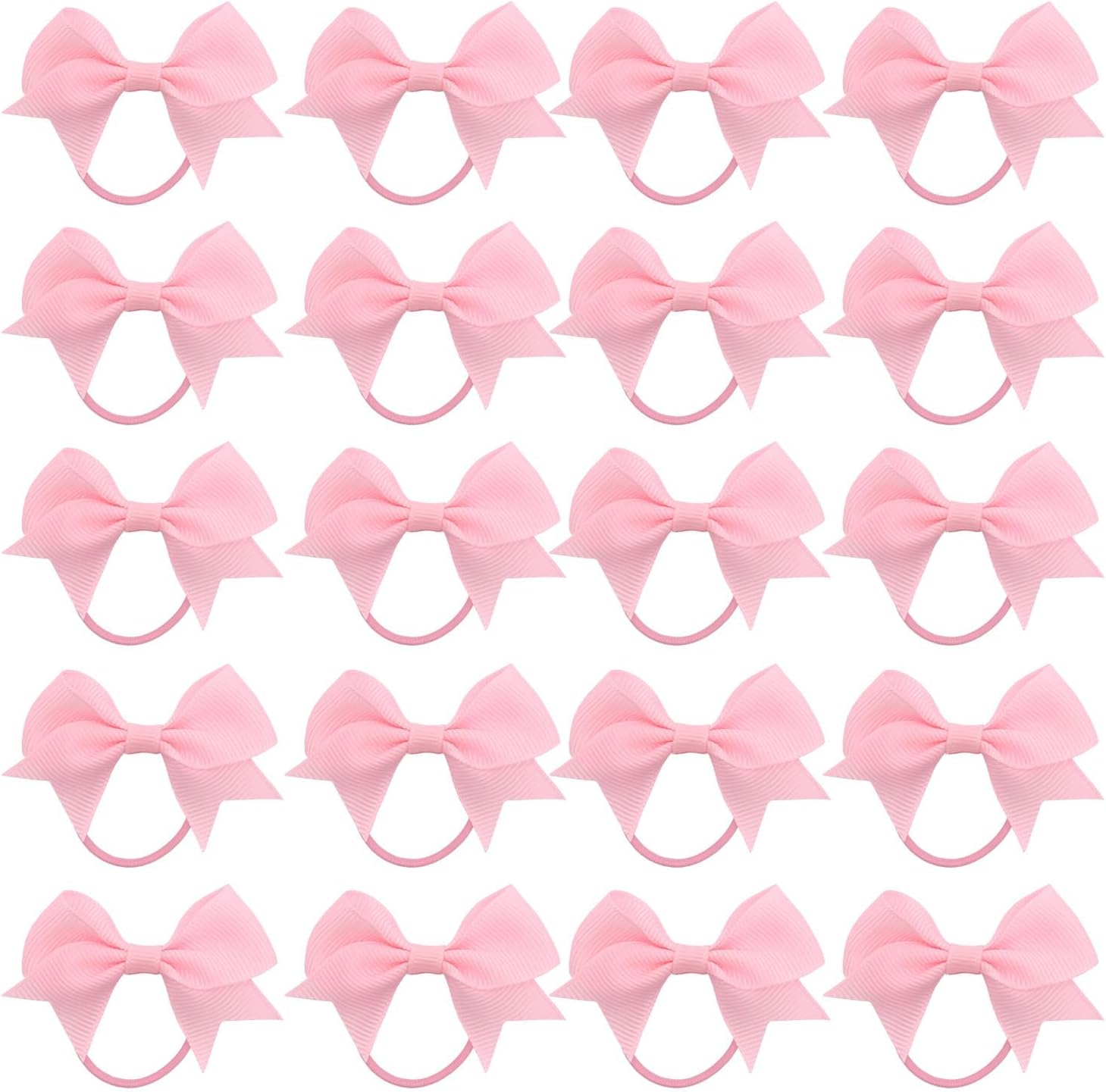 20 Pieces White Hair Accessories, White Hair Bow, Bows for Hair, Girls Bobbles Bows School Bands, Elastics Hair Bands for Girls (White)