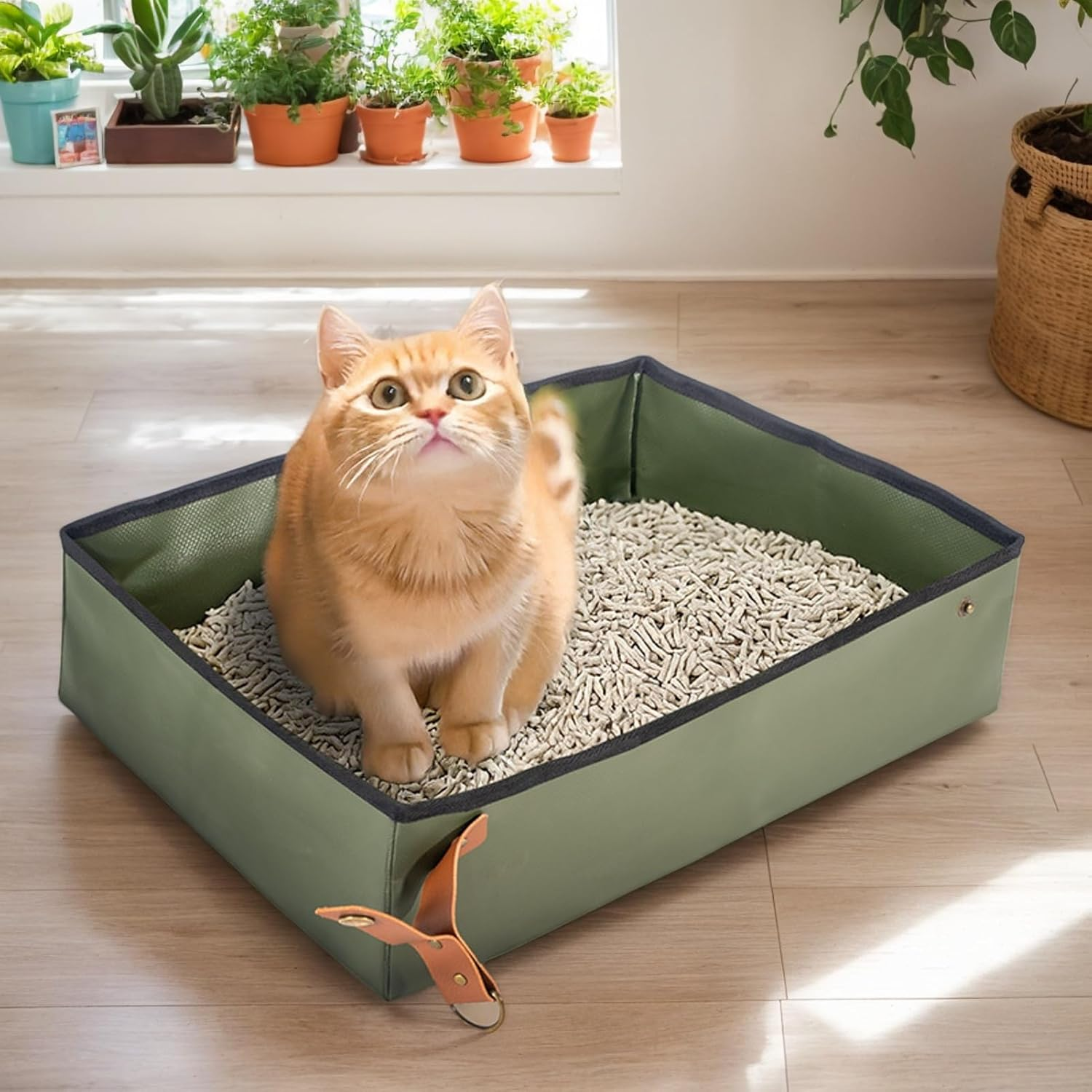 Foldable Cat Litter | Waterproof Cat Litter | Portable Toilet Space Saving Transport for Pets Home Apartment Travel Car Airplane Camping image number 6